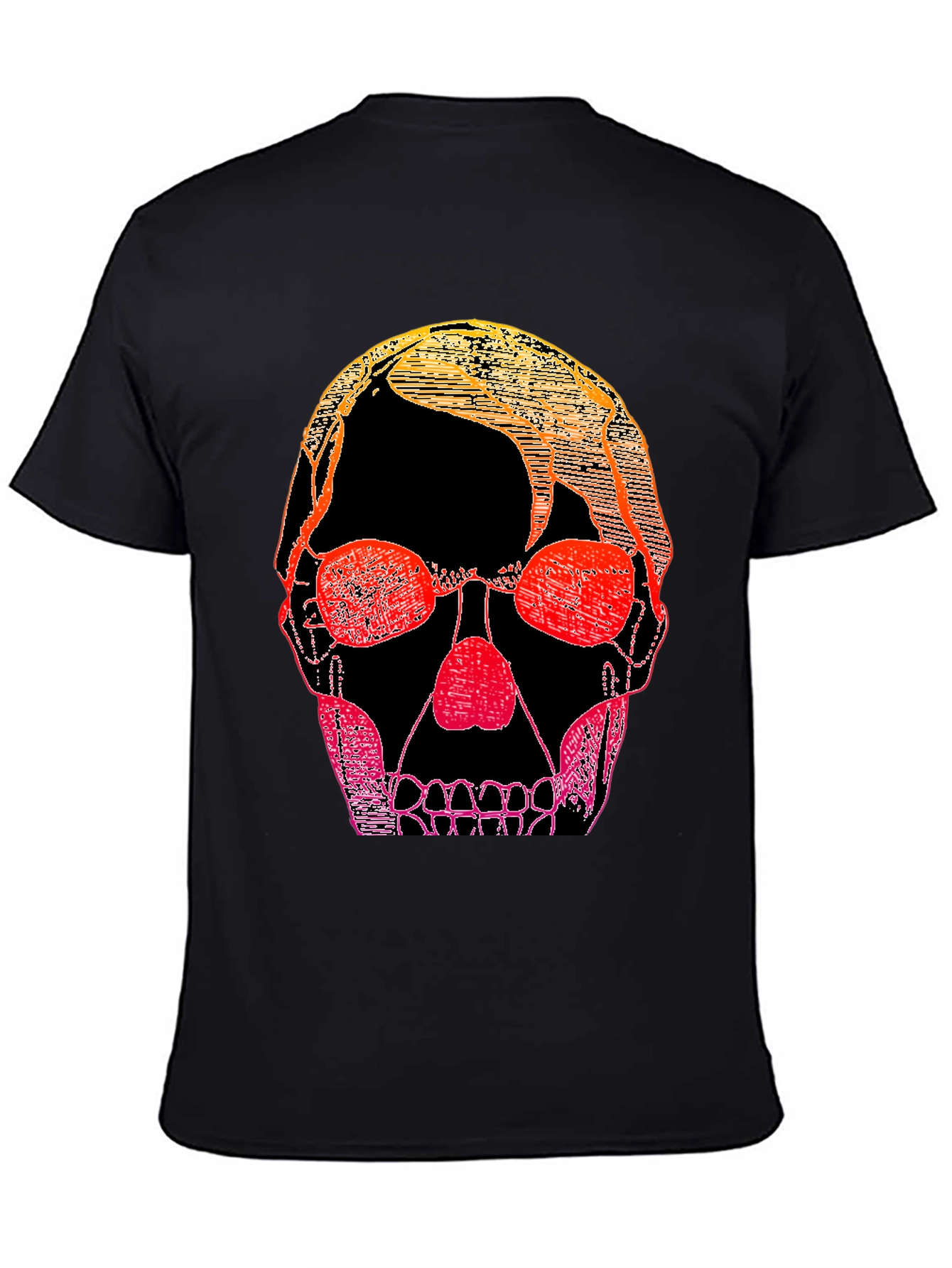 Gradient Skull Graphic Tee - Black Casual Shirt