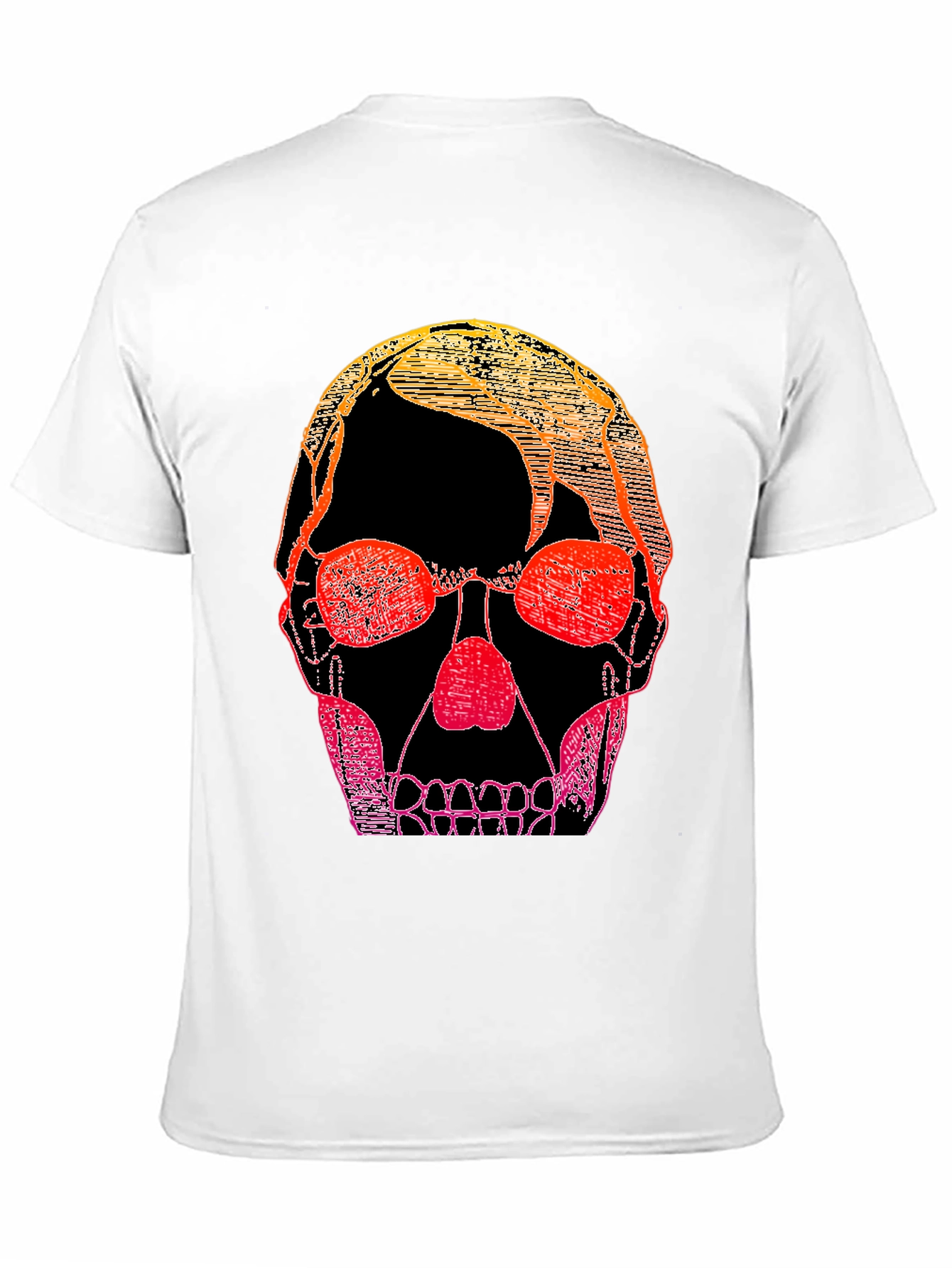Gradient Skull Graphic Tee - Black Casual Shirt