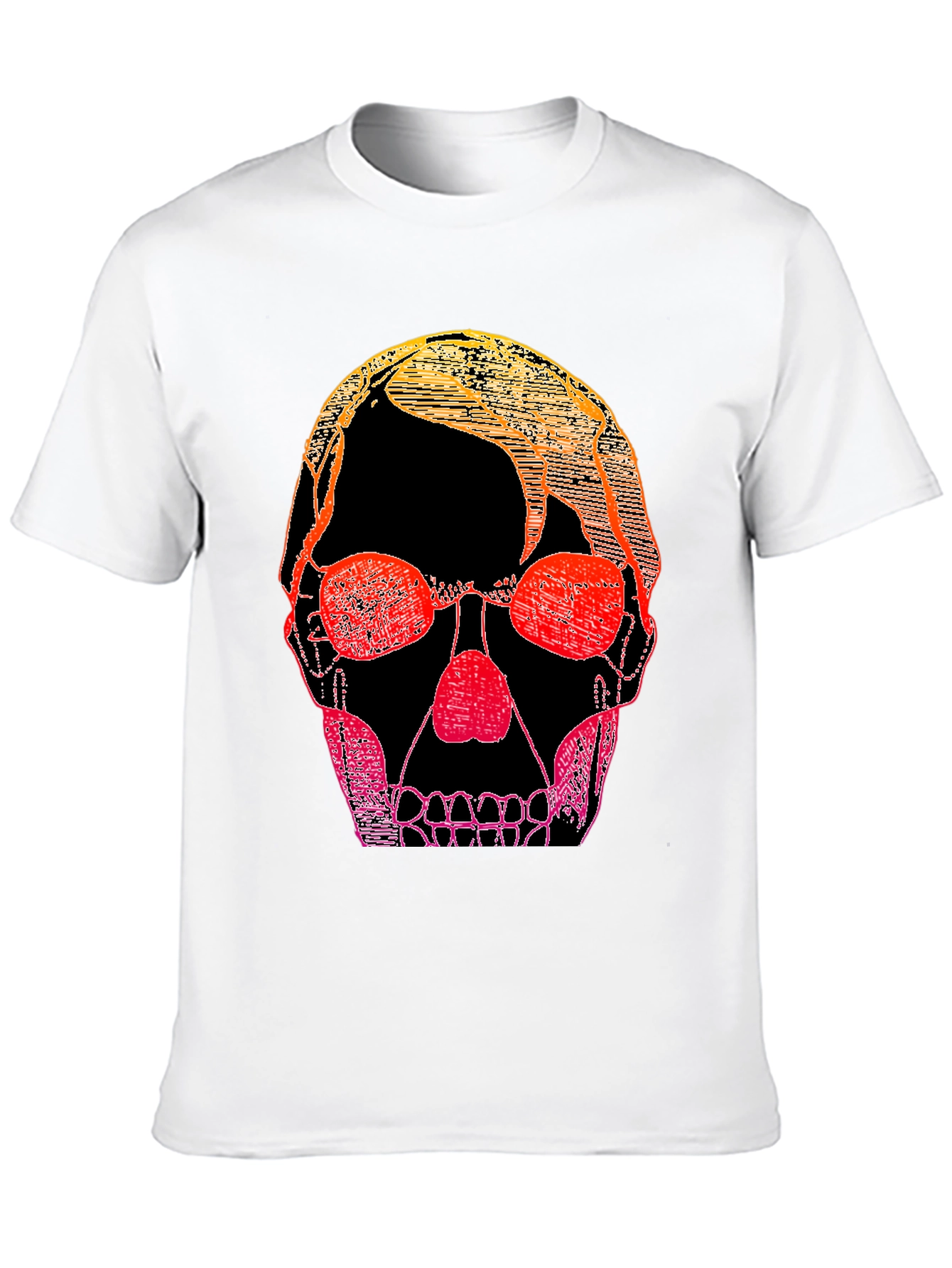 Gradient Skull Graphic Tee - Black Casual Shirt
