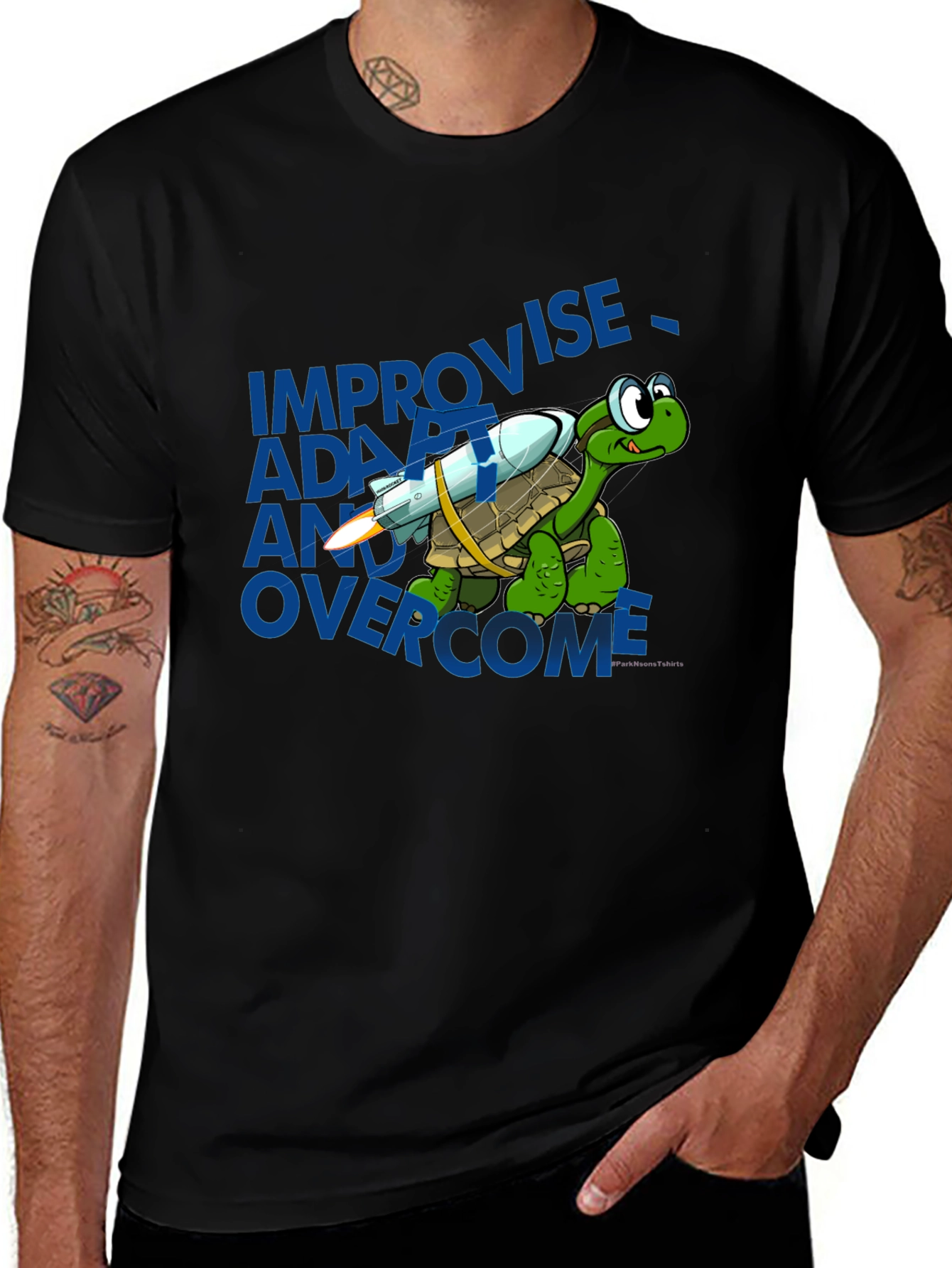 Turtle Rocket T-Shirt - Adapt Improvise Overcome
