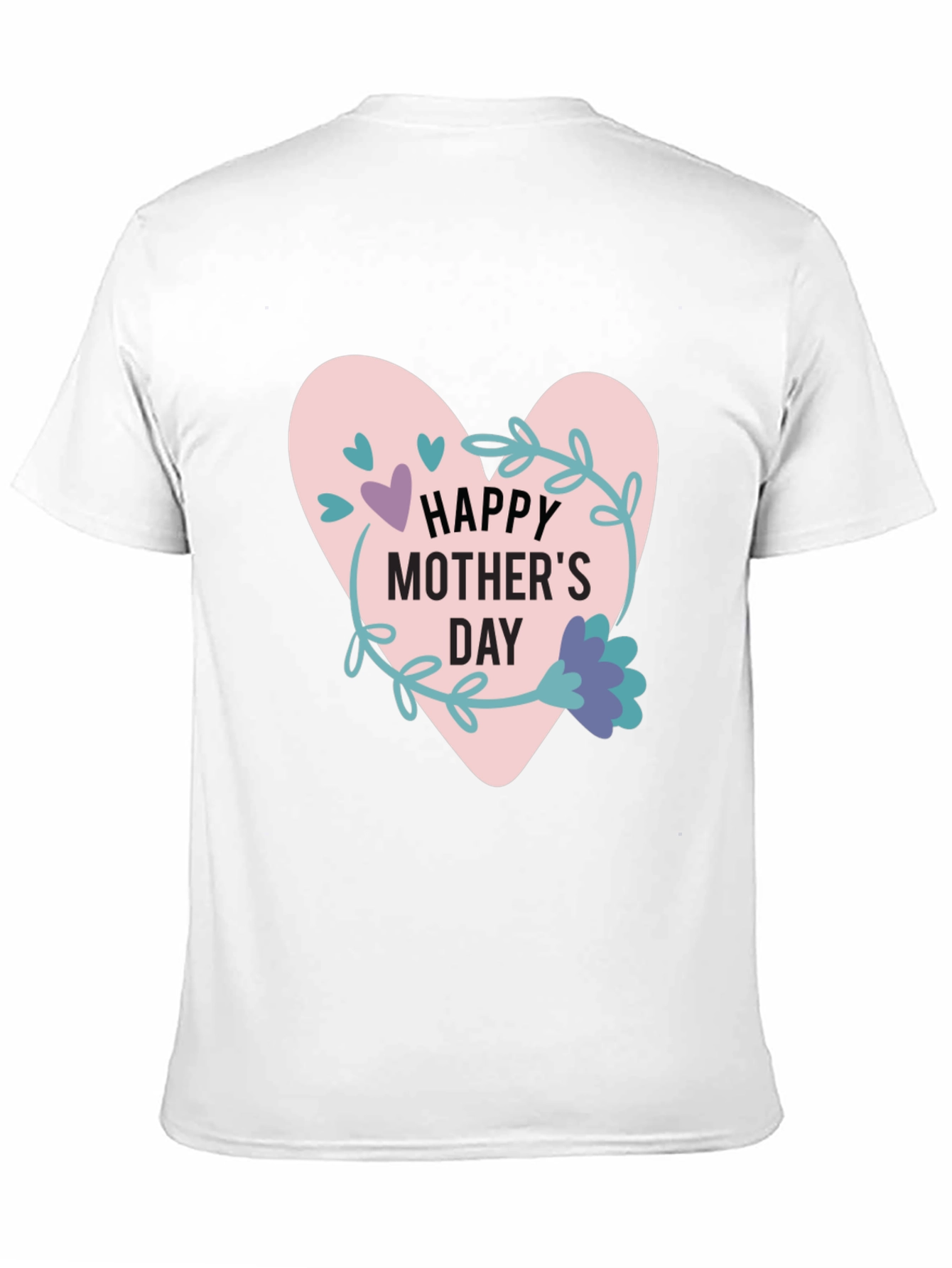 Happy Mothers Day T-Shirt - Heart Floral Design