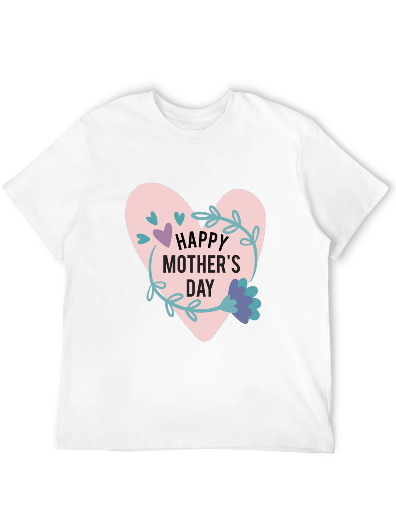 Happy Mothers Day T-Shirt - Heart Floral Design