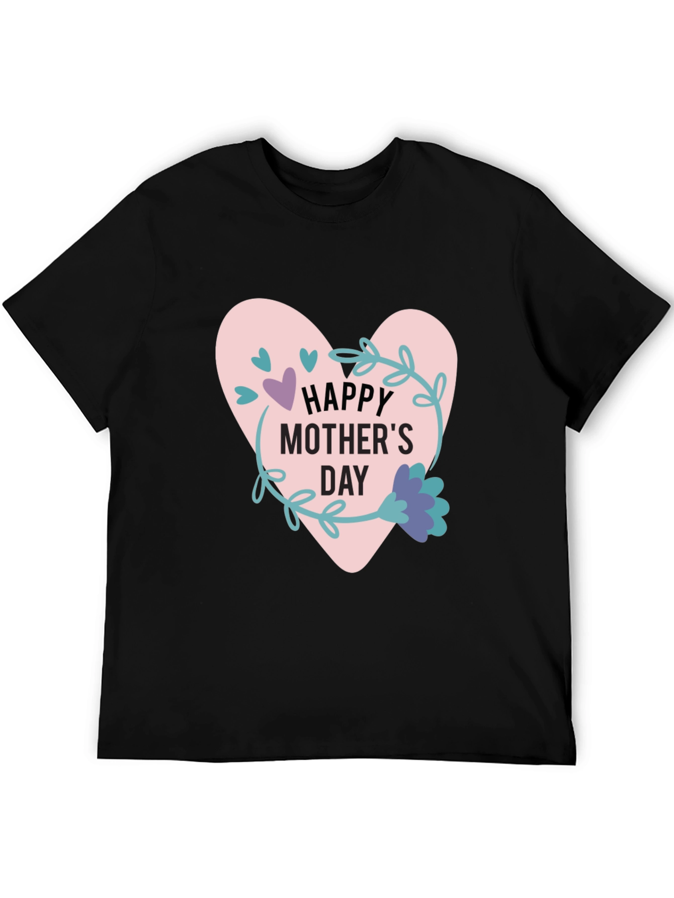 Happy Mothers Day T-Shirt - Heart Floral Design