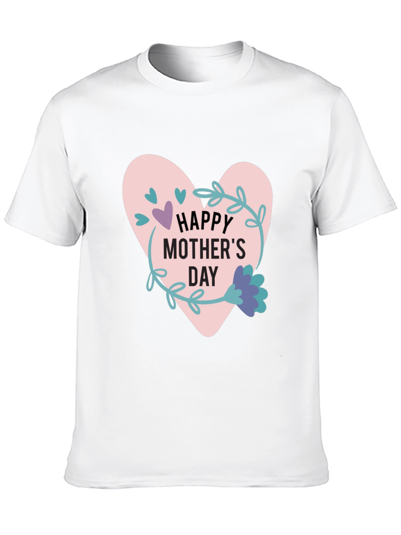 Happy Mothers Day T-Shirt - Heart Floral Design
