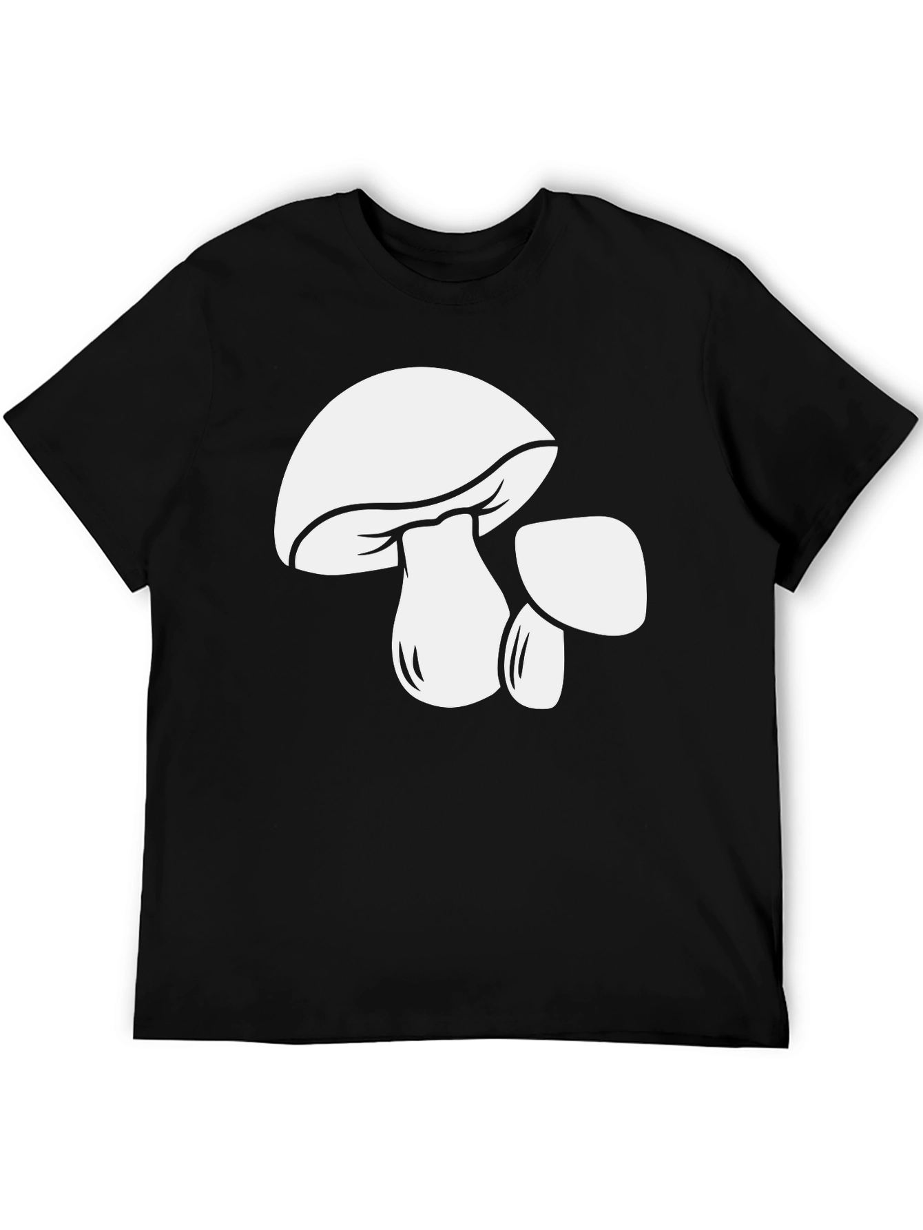Mushroom Graphic Tee - Bold Black Cotton T-Shirt