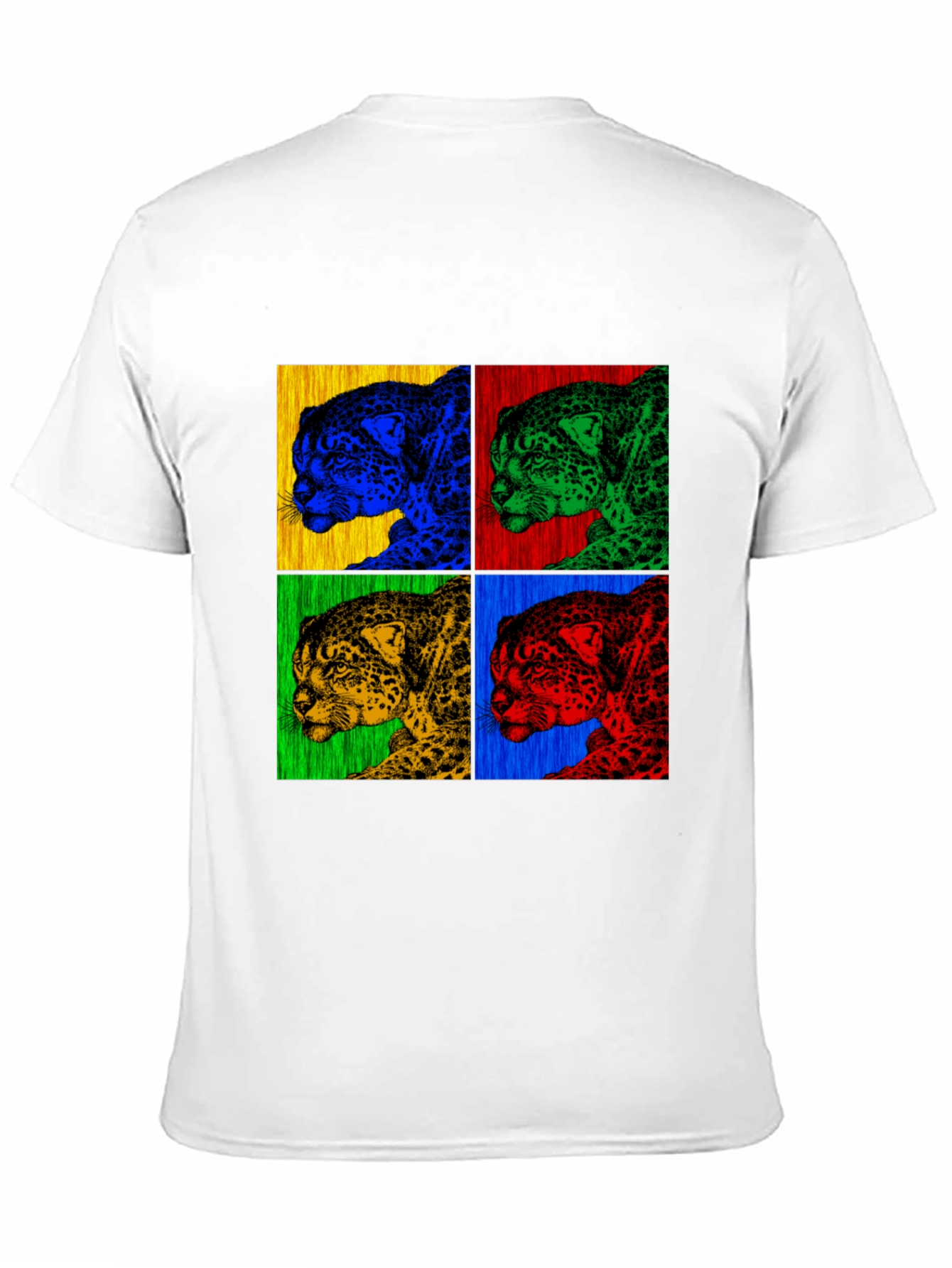 Pop Art Jaguar Print Black T-Shirt