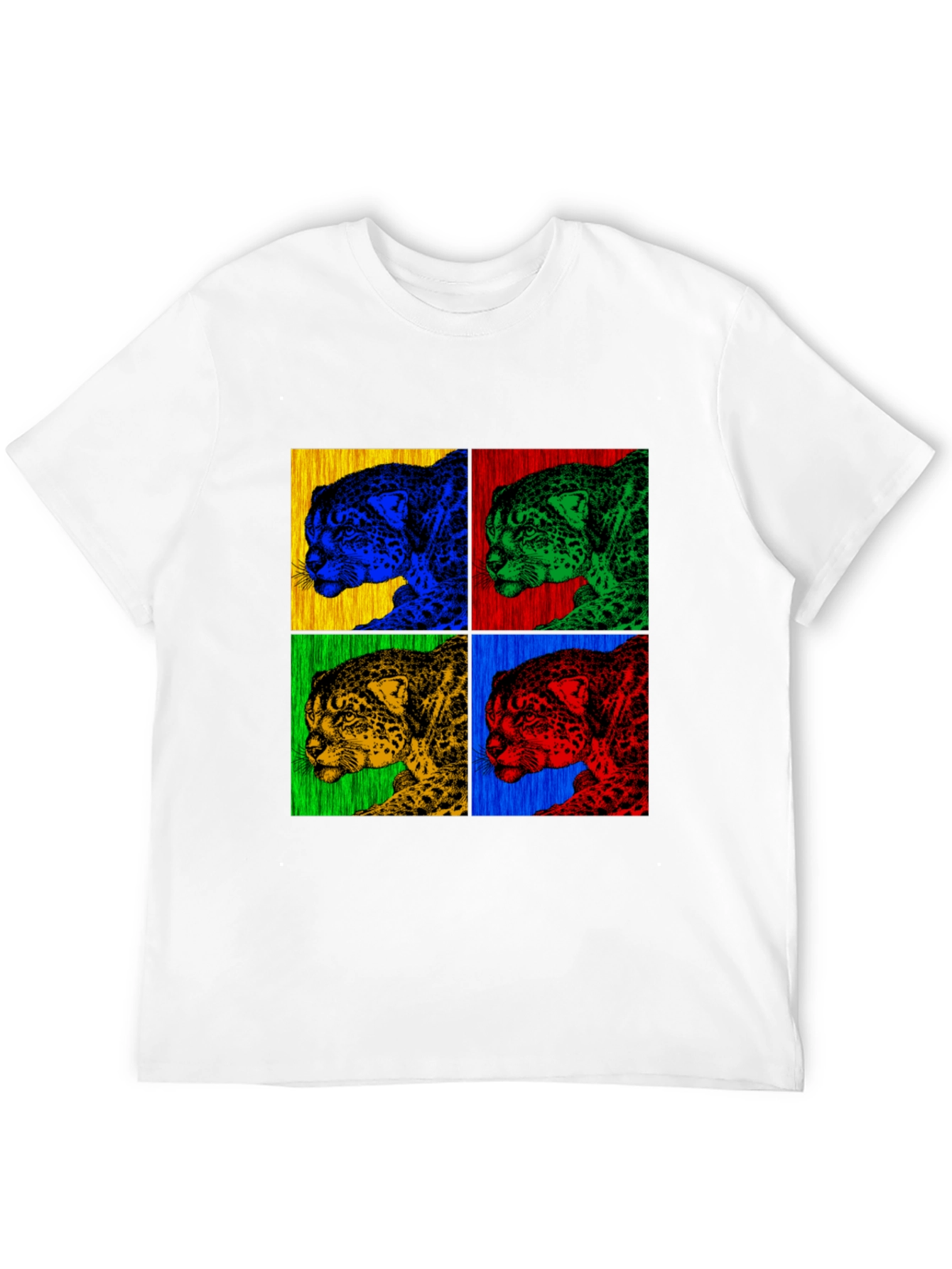 Pop Art Jaguar Print Black T-Shirt