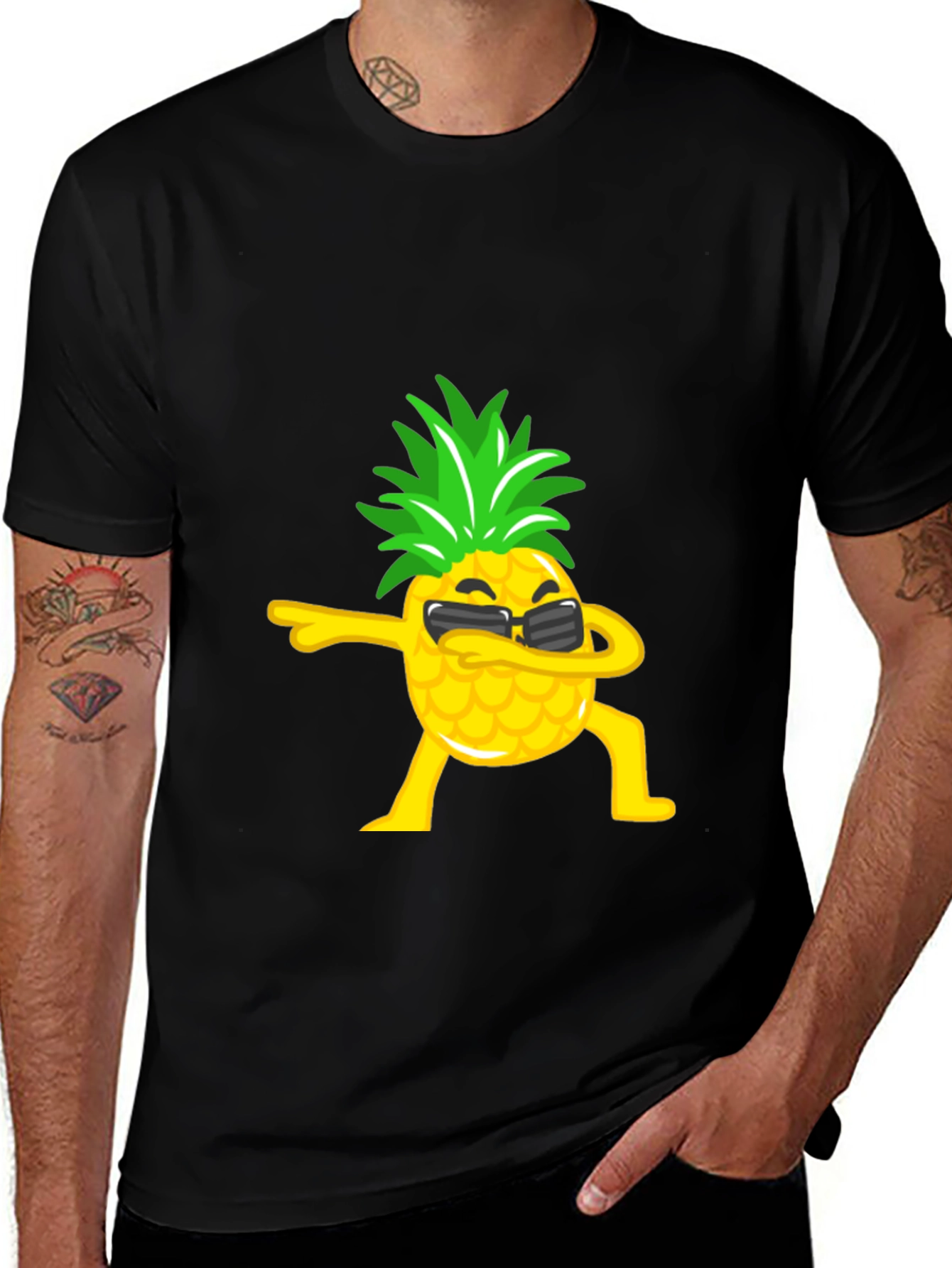 Dabbing Pineapple Graphic Tee - Black T-Shirt