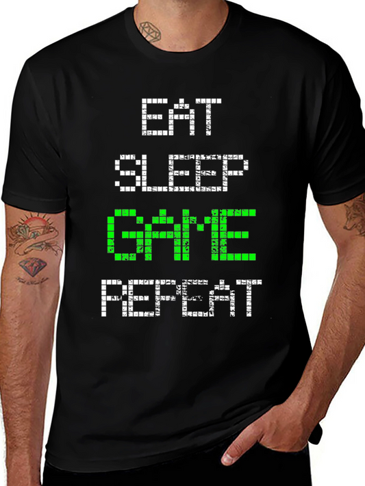 Eat Sleep Game Repeat Graphic Tee - Gamer Shirt