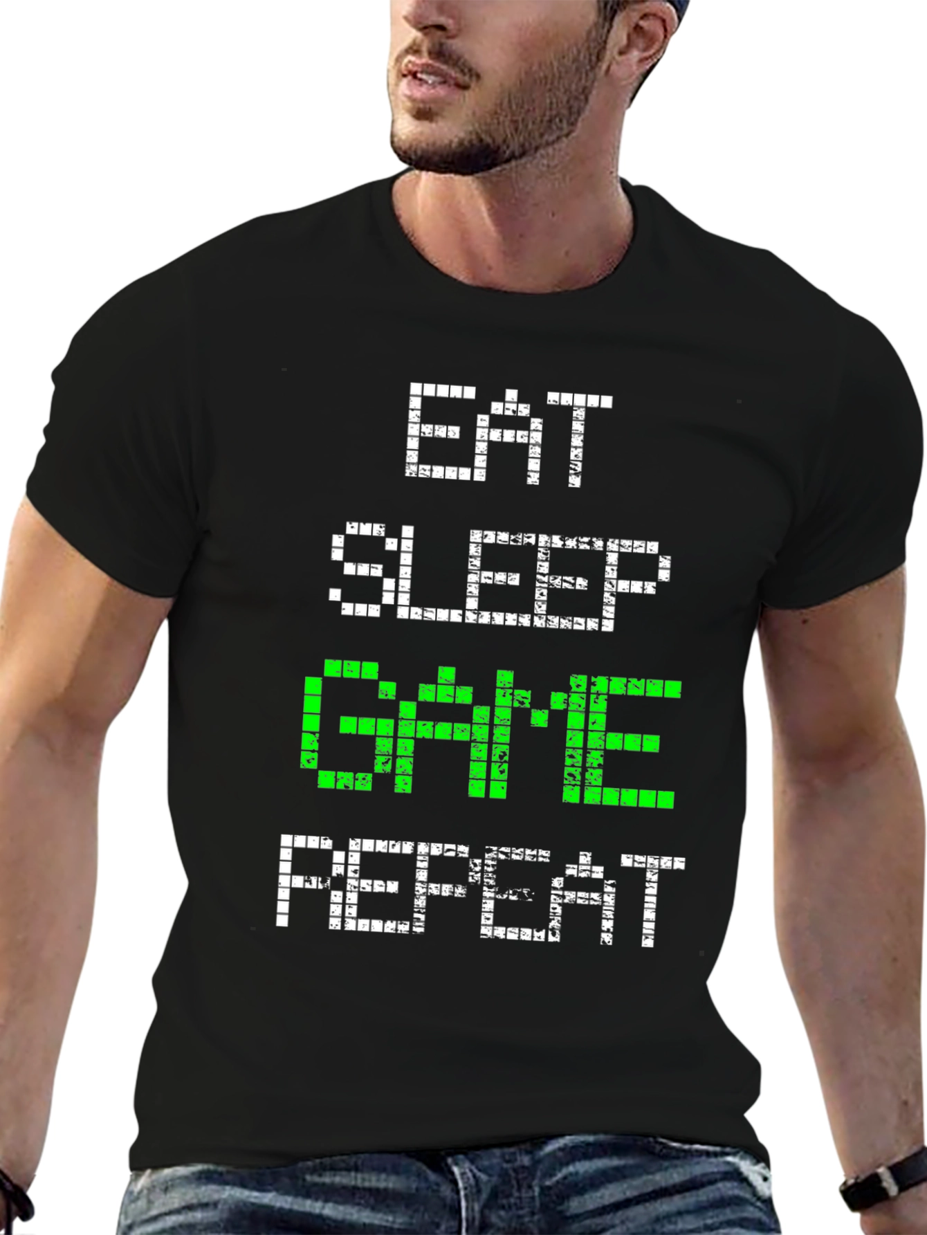 Eat Sleep Game Repeat Graphic Tee - Gamer Shirt