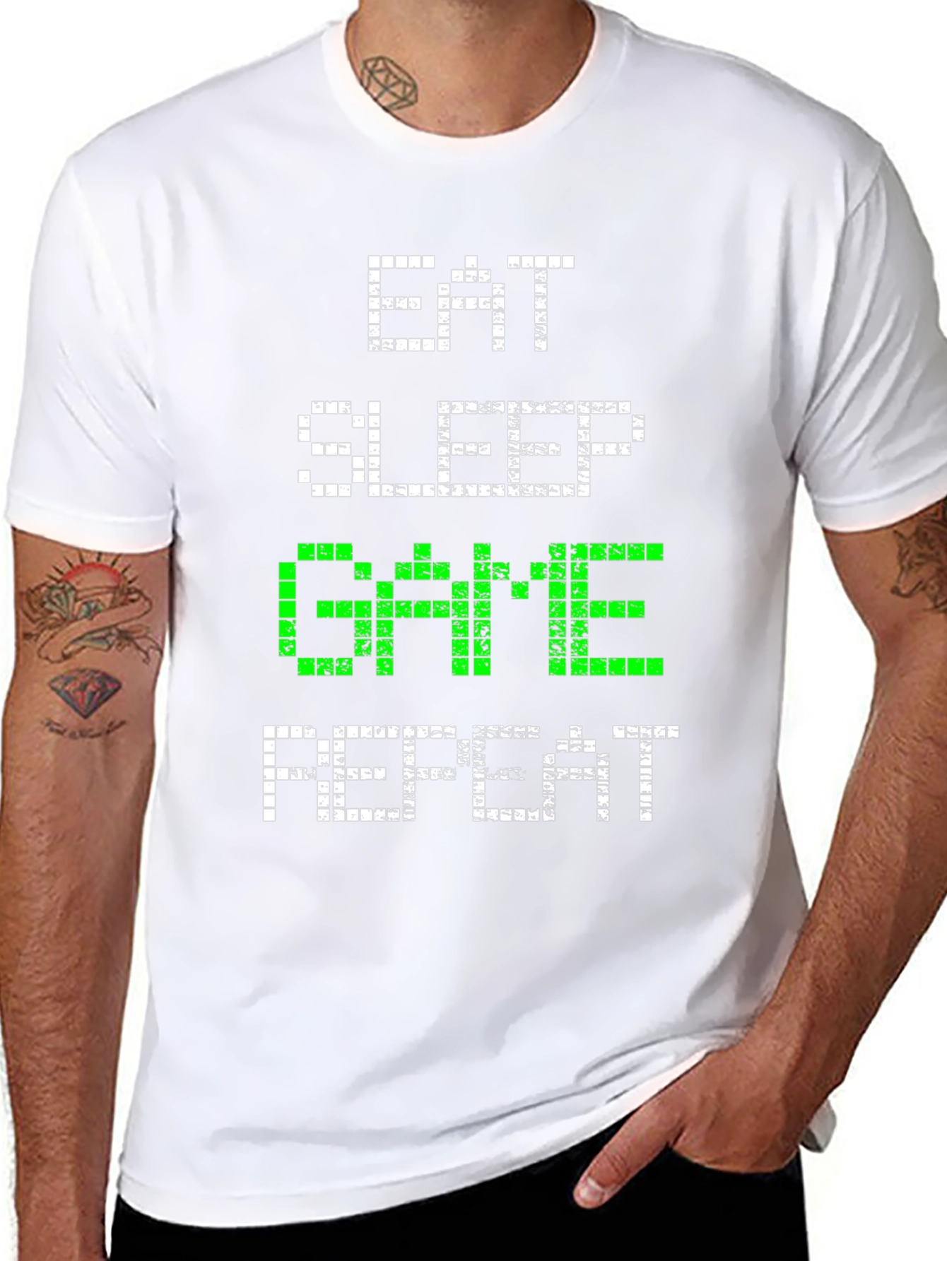 Eat Sleep Game Repeat Graphic Tee - Gamer Shirt