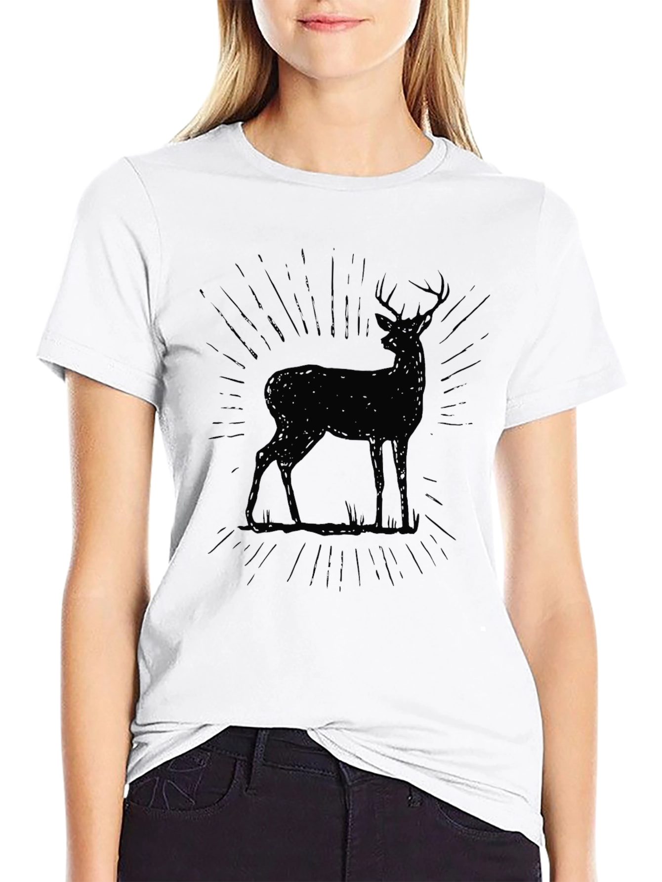 Mens Black Deer Graphic T-Shirt