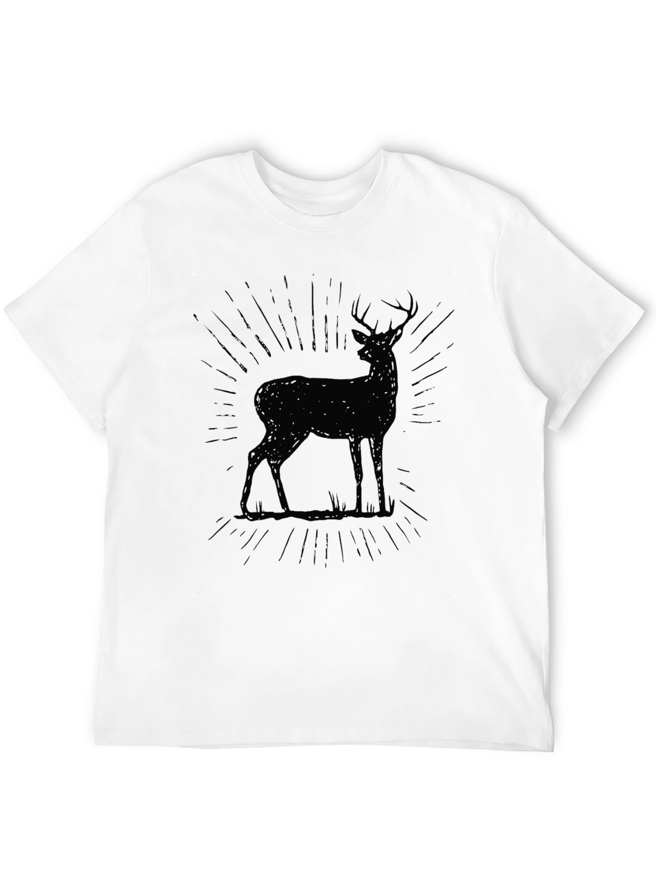 Mens Black Deer Graphic T-Shirt