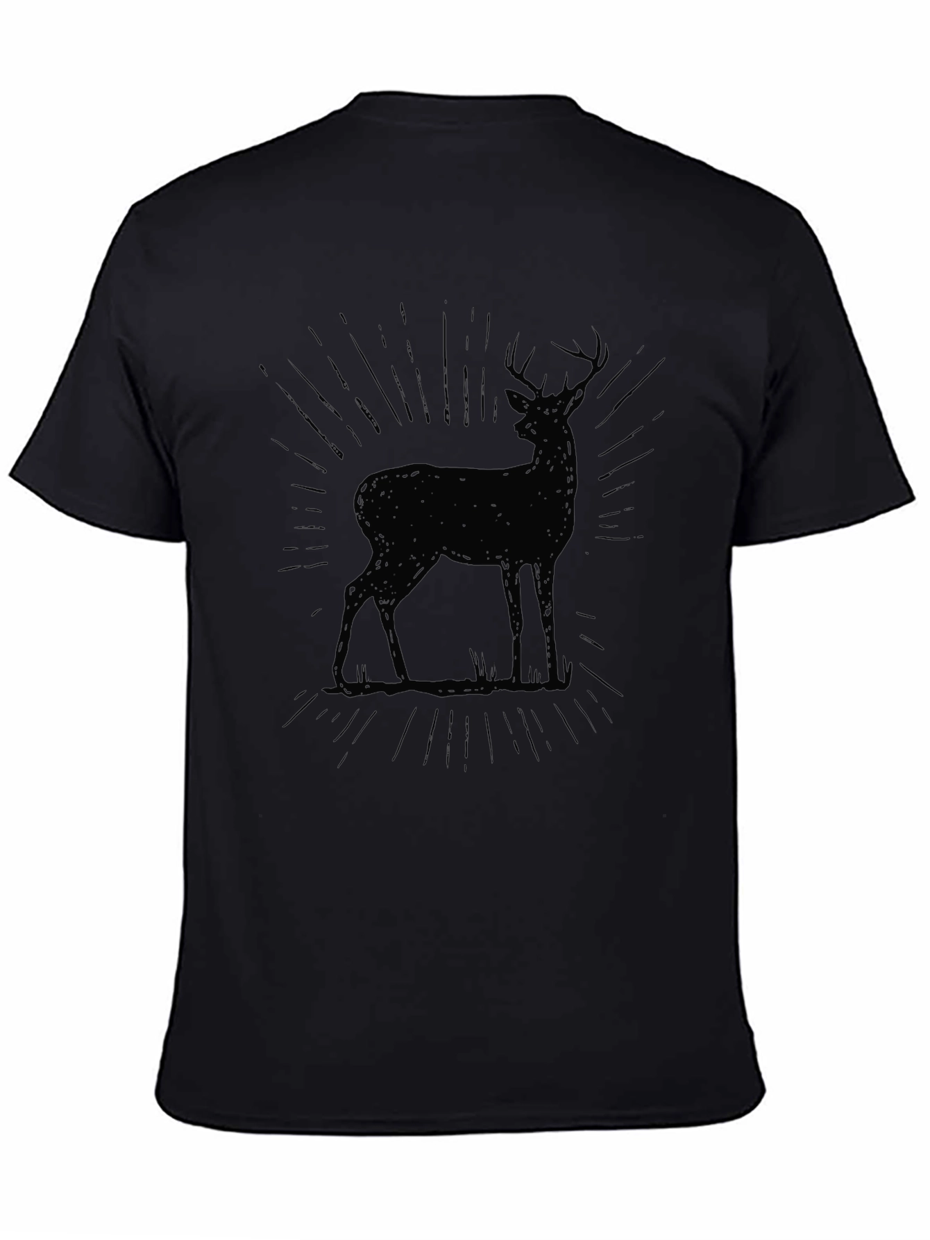 Mens Black Deer Graphic T-Shirt