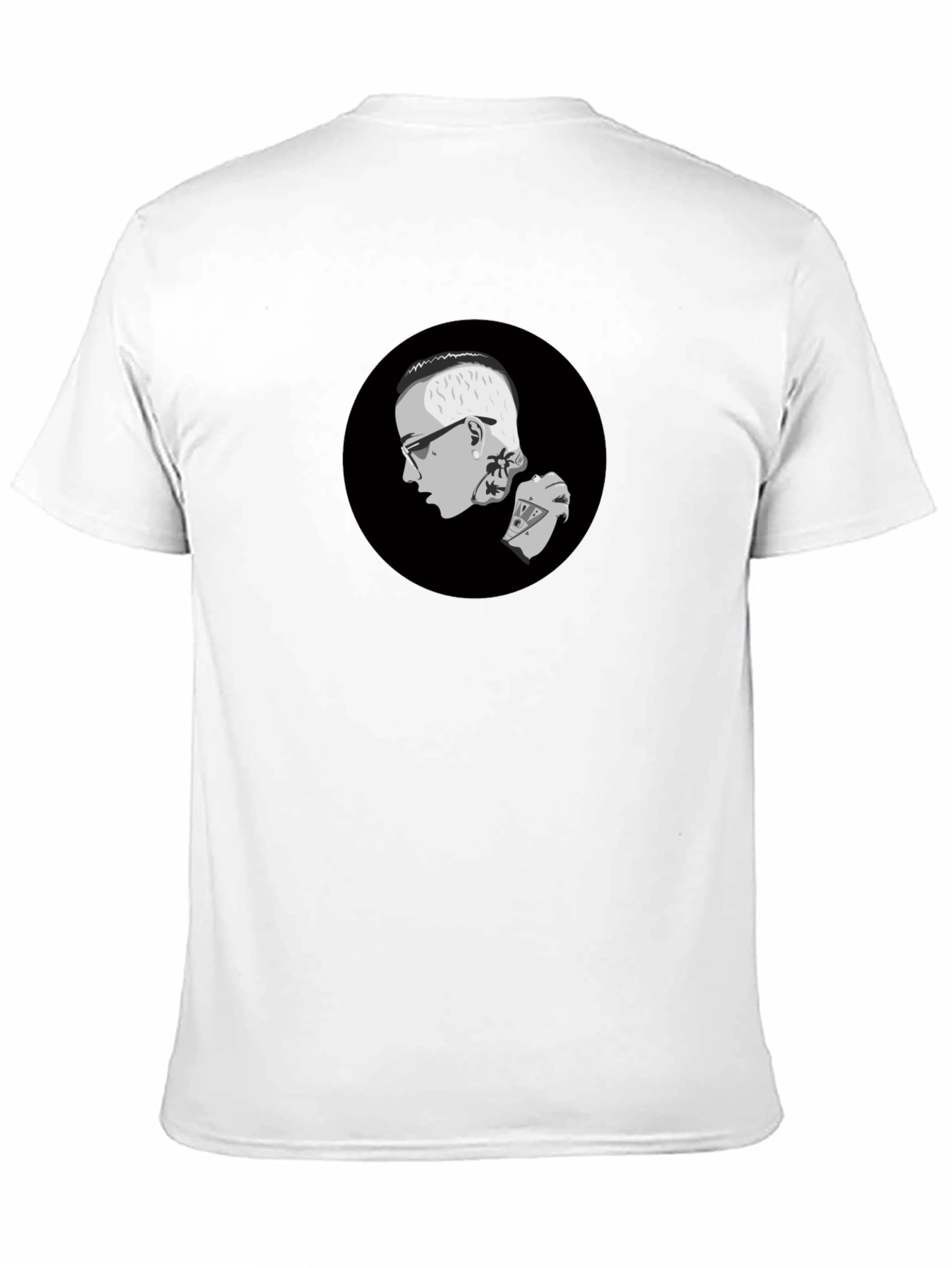Graphic Print Crew Neck T-Shirt - Black