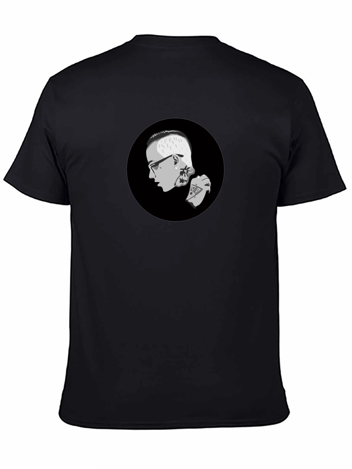 Graphic Print Crew Neck T-Shirt - Black