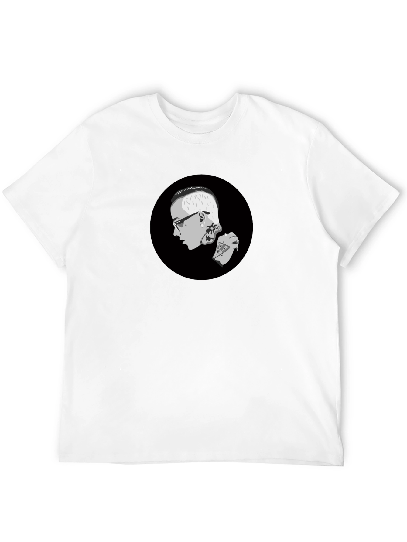 Graphic Print Crew Neck T-Shirt - Black