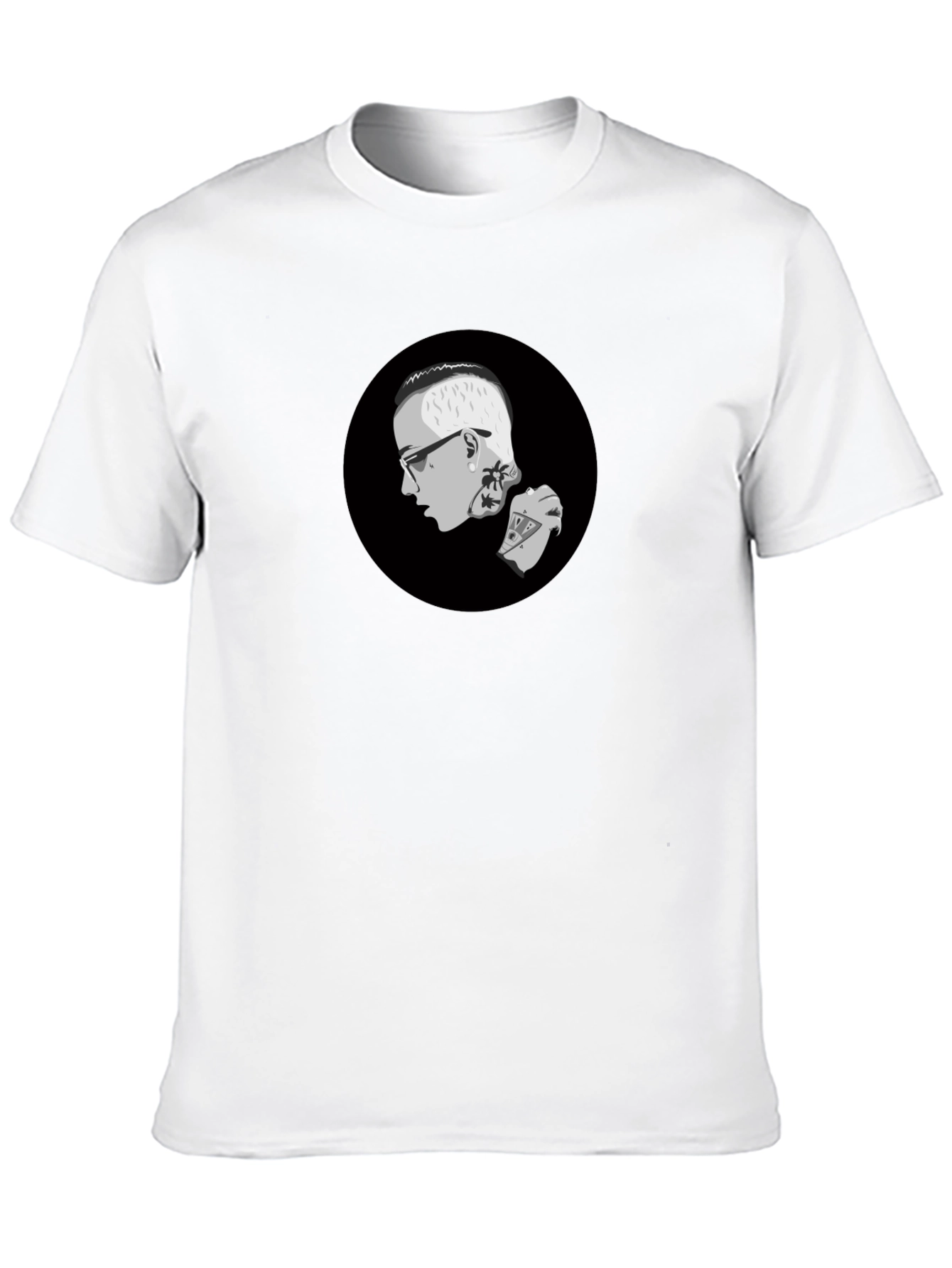 Graphic Print Crew Neck T-Shirt - Black