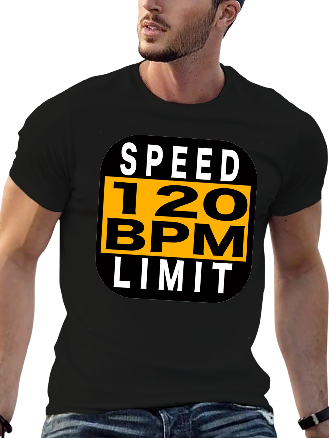 Speed 120 BPM Limit Black Graphic Tee