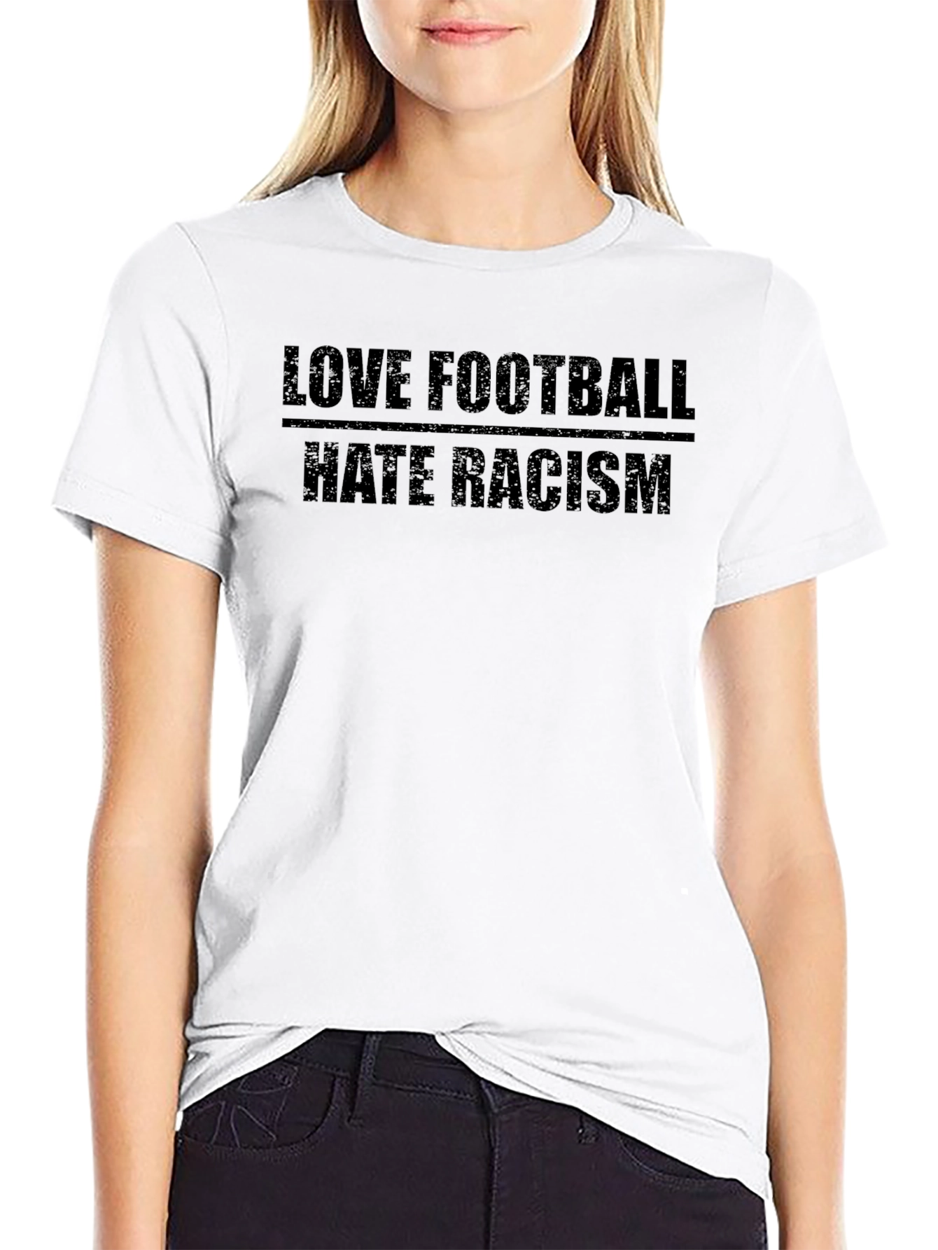 Love Football Hate Racism Tee - Black Cotton T-Shirt