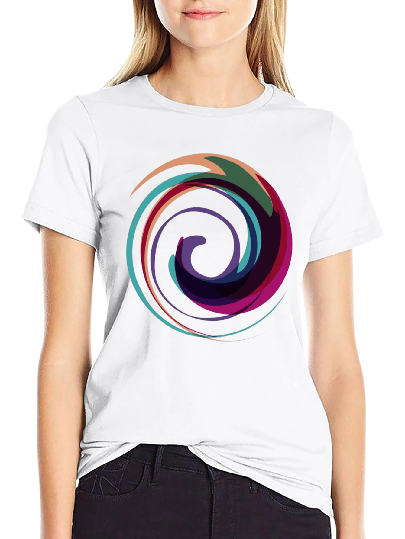 Abstract Swirl Graphic Black T-Shirt