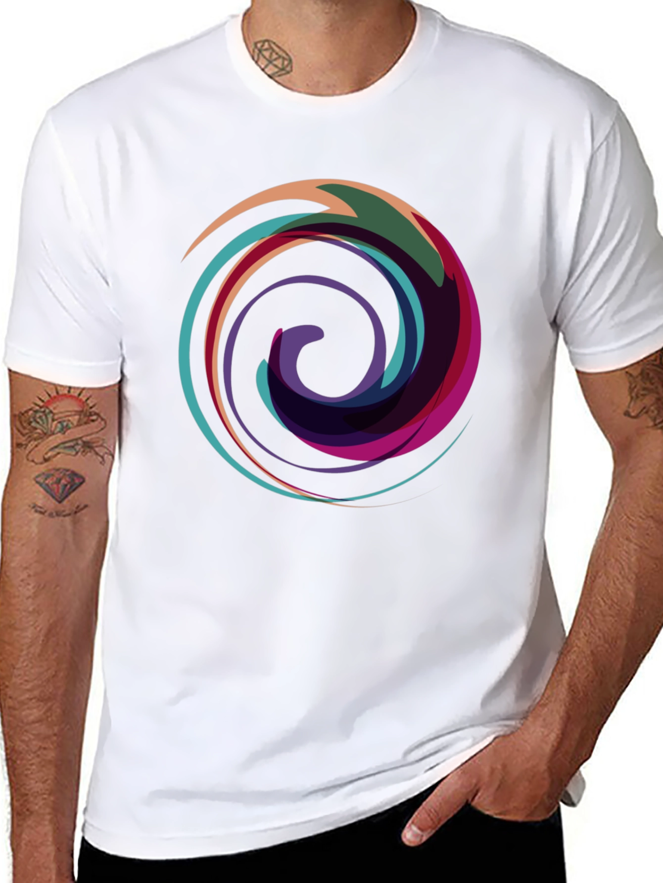 Abstract Swirl Graphic Black T-Shirt