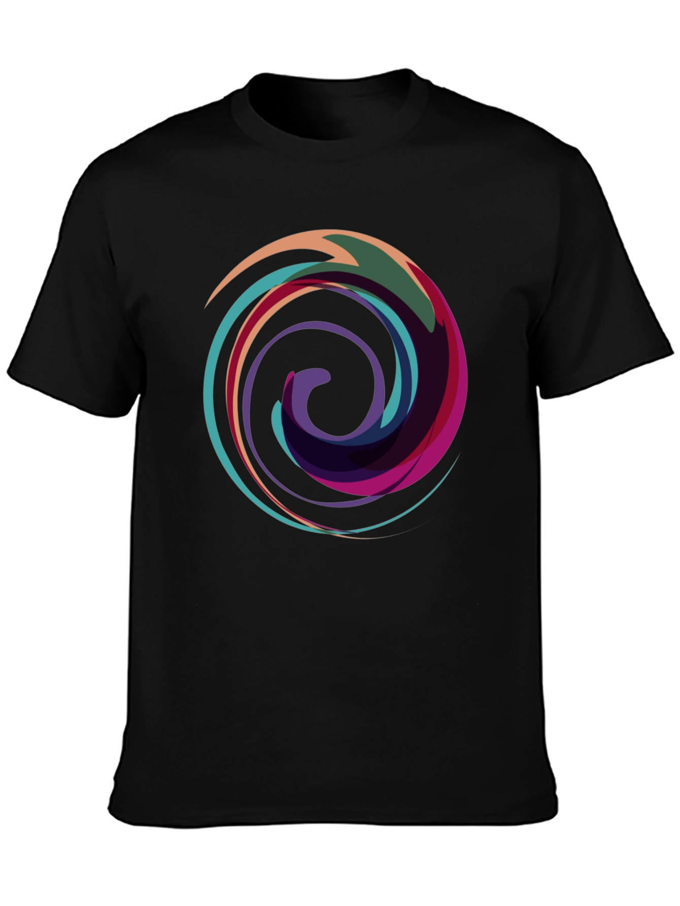 Abstract Swirl Graphic Black T-Shirt