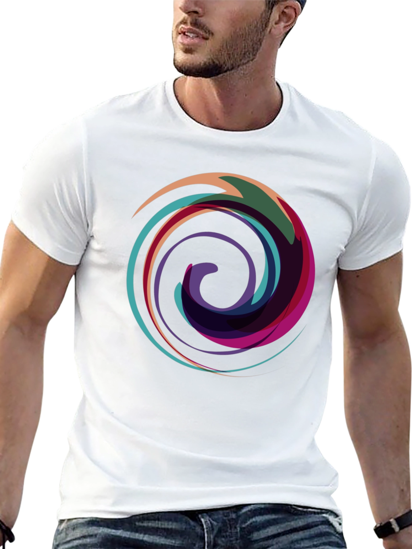 Abstract Swirl Graphic Black T-Shirt