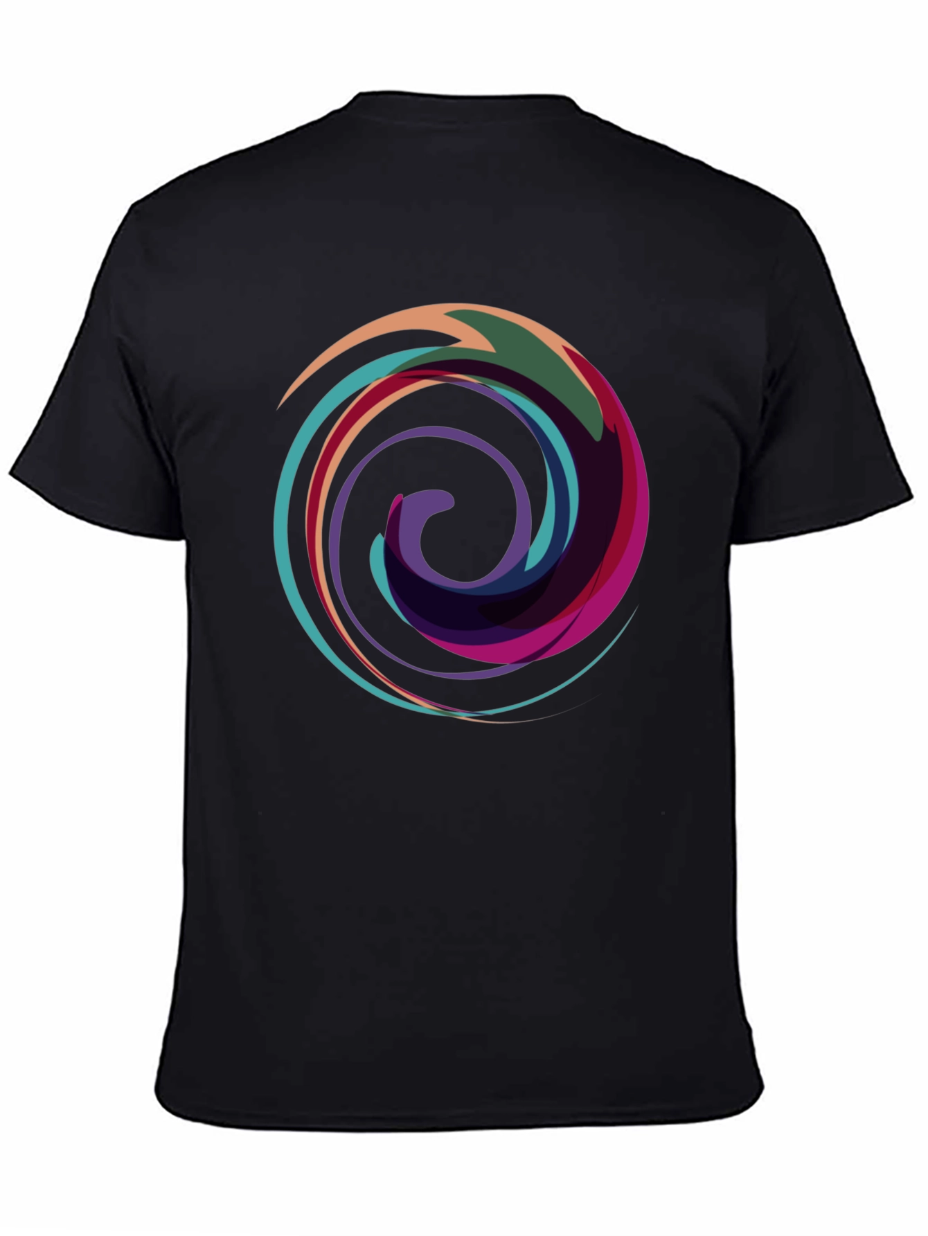 Abstract Swirl Graphic Black T-Shirt