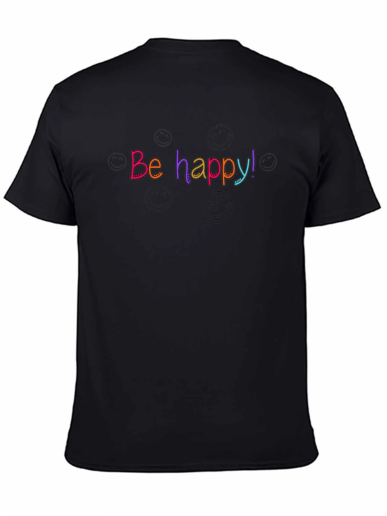 Be Happy! Black Graphic Tee - Comfort Fit
