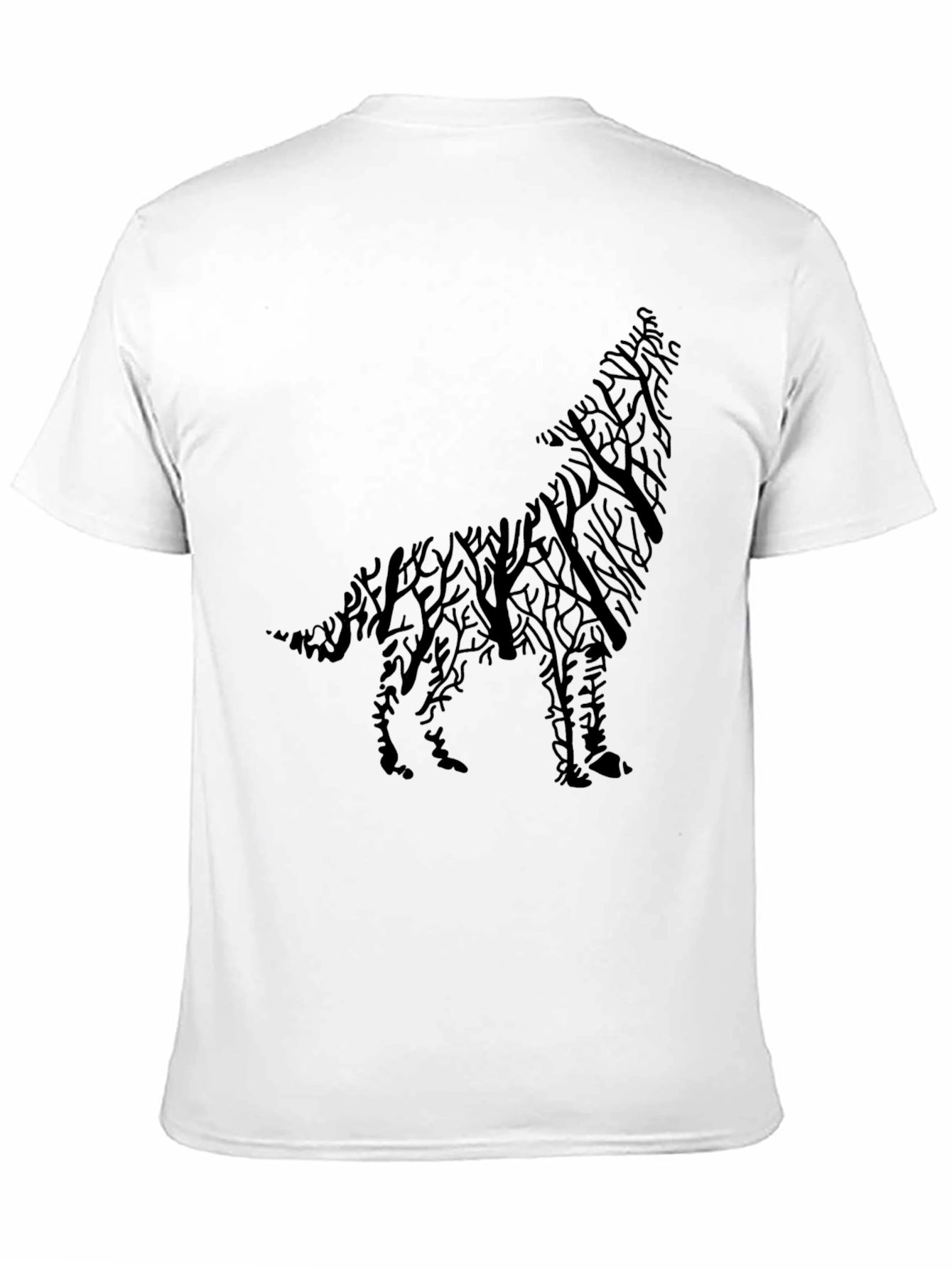 Wolf Tree Silhouette Graphic Tee - Mens Black T-Shirt