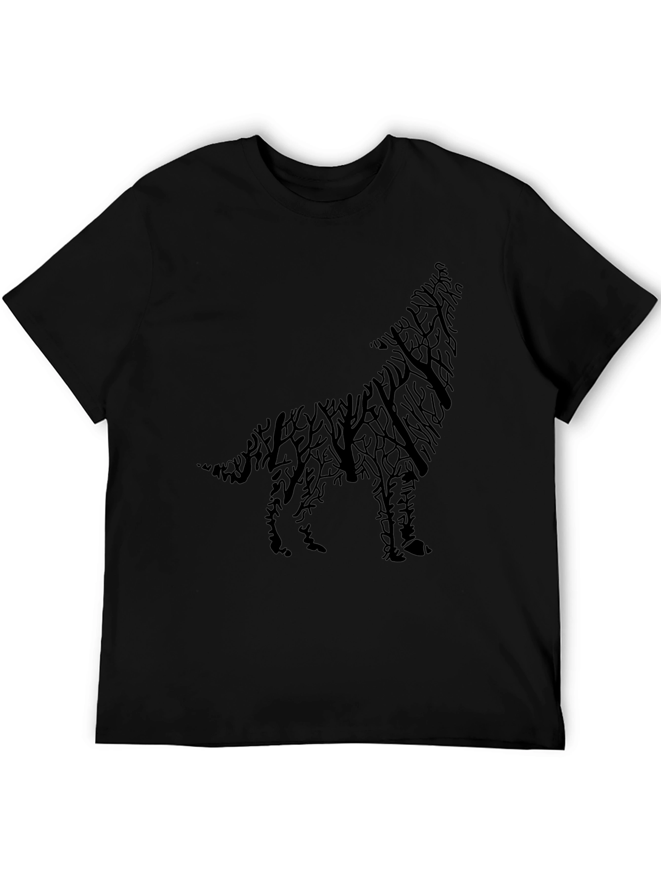 Wolf Tree Silhouette Graphic Tee - Mens Black T-Shirt