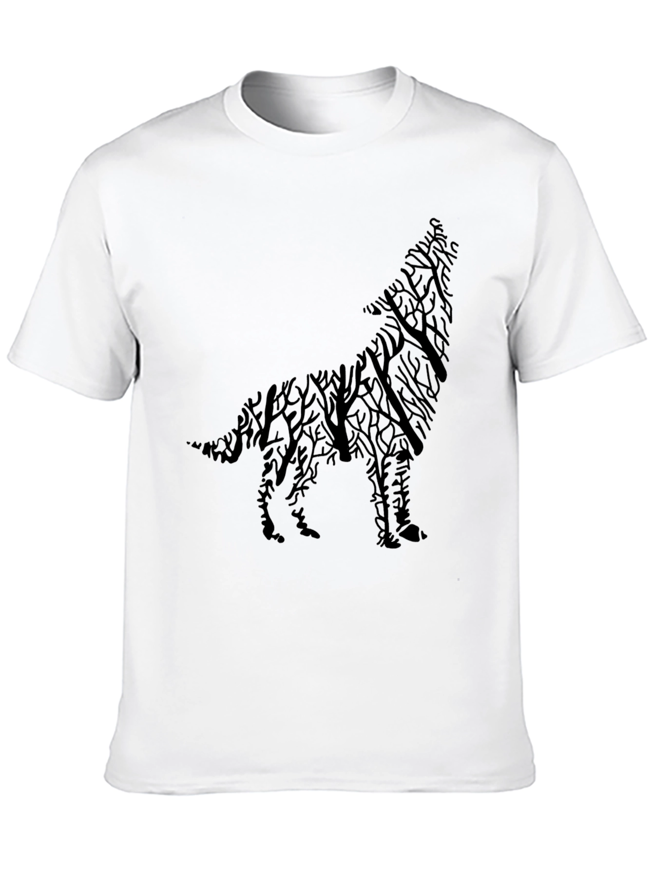 Wolf Tree Silhouette Graphic Tee - Mens Black T-Shirt