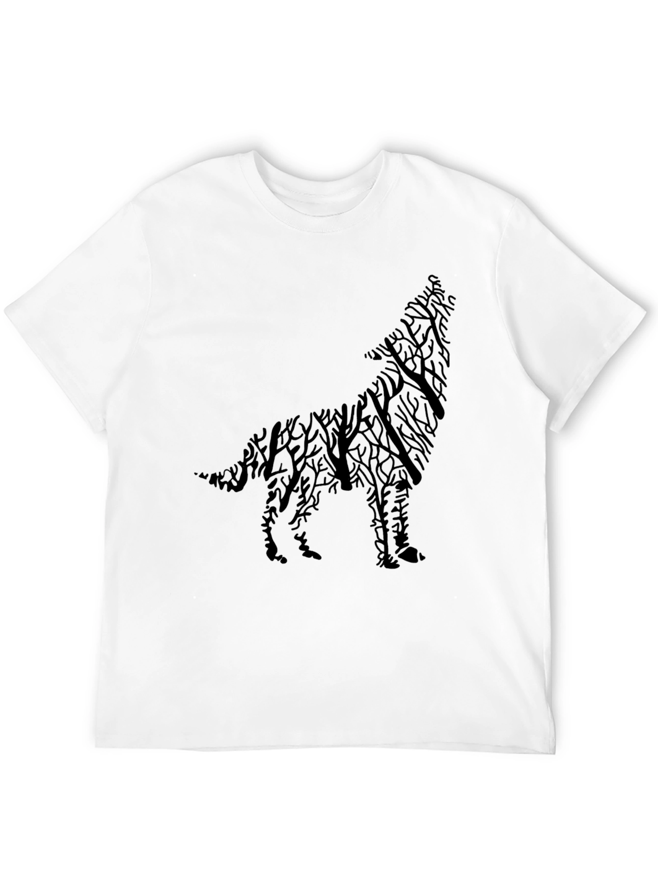 Wolf Tree Silhouette Graphic Tee - Mens Black T-Shirt