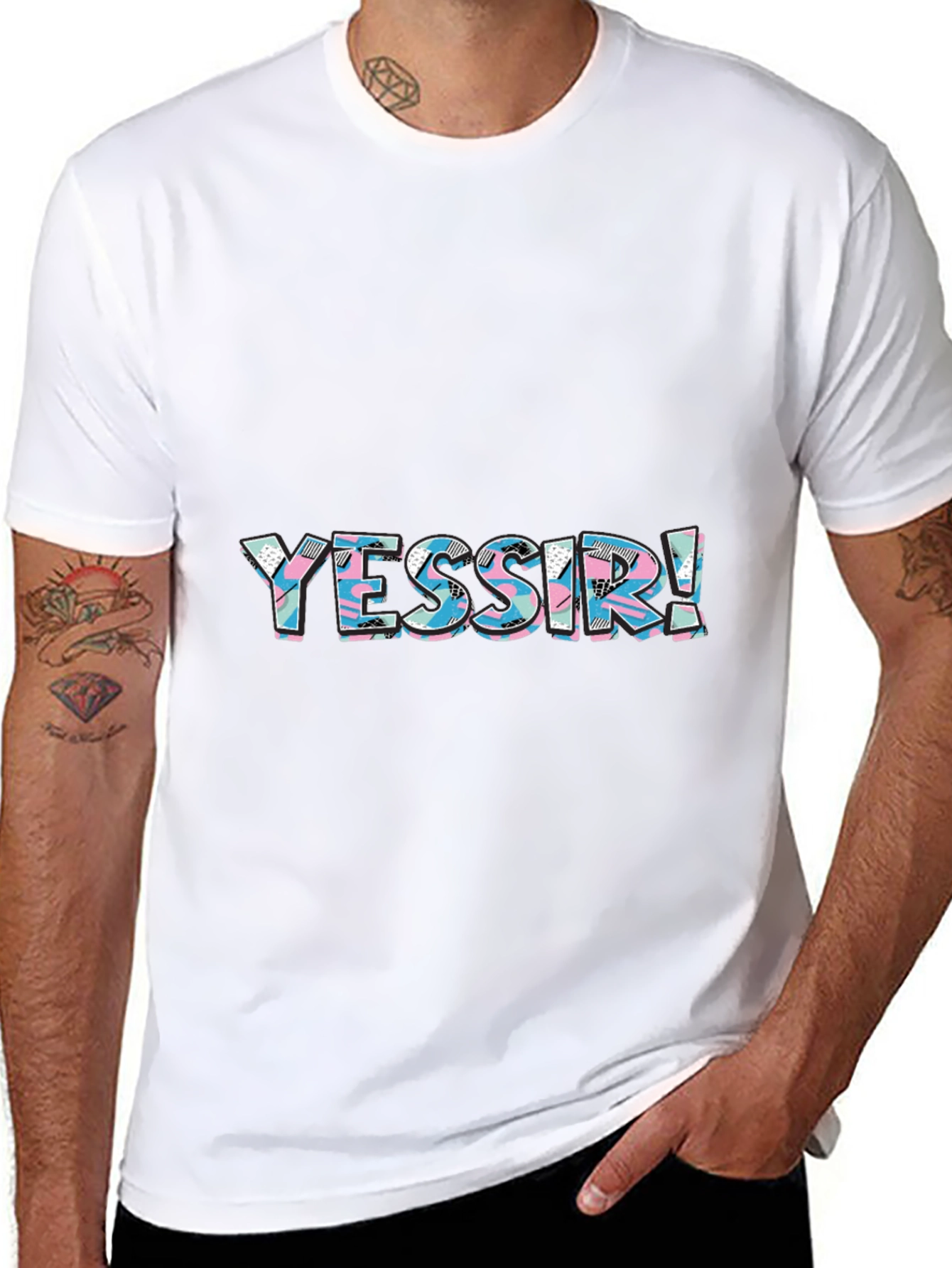 Yessir! Black Graphic Tee for Men