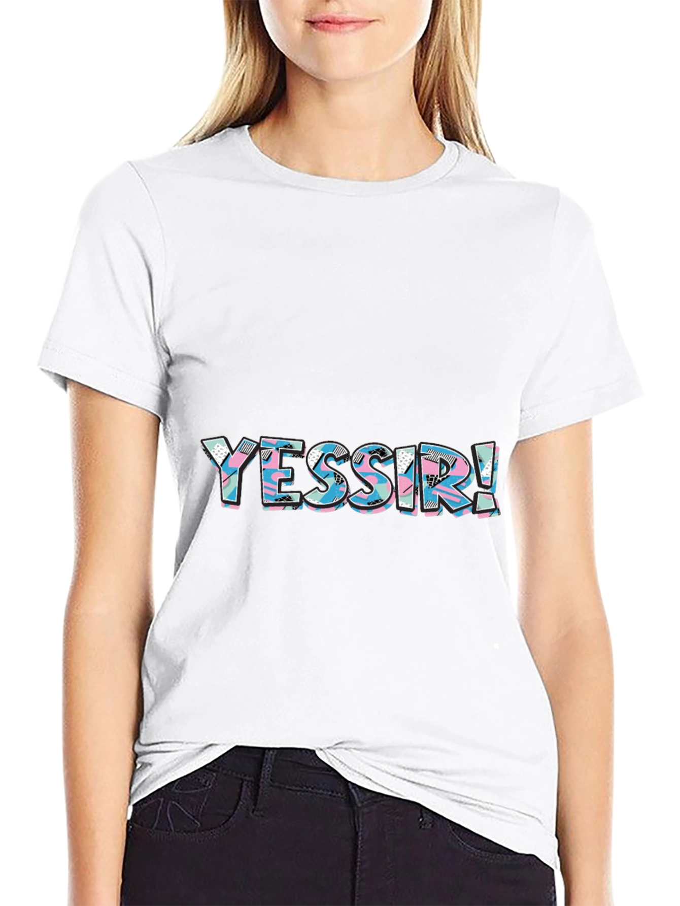Yessir! Black Graphic Tee for Men