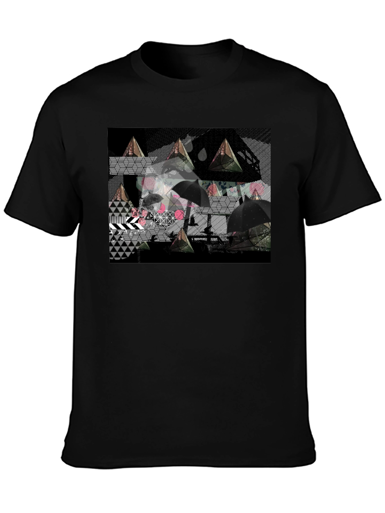 Geometric Print Black Tee