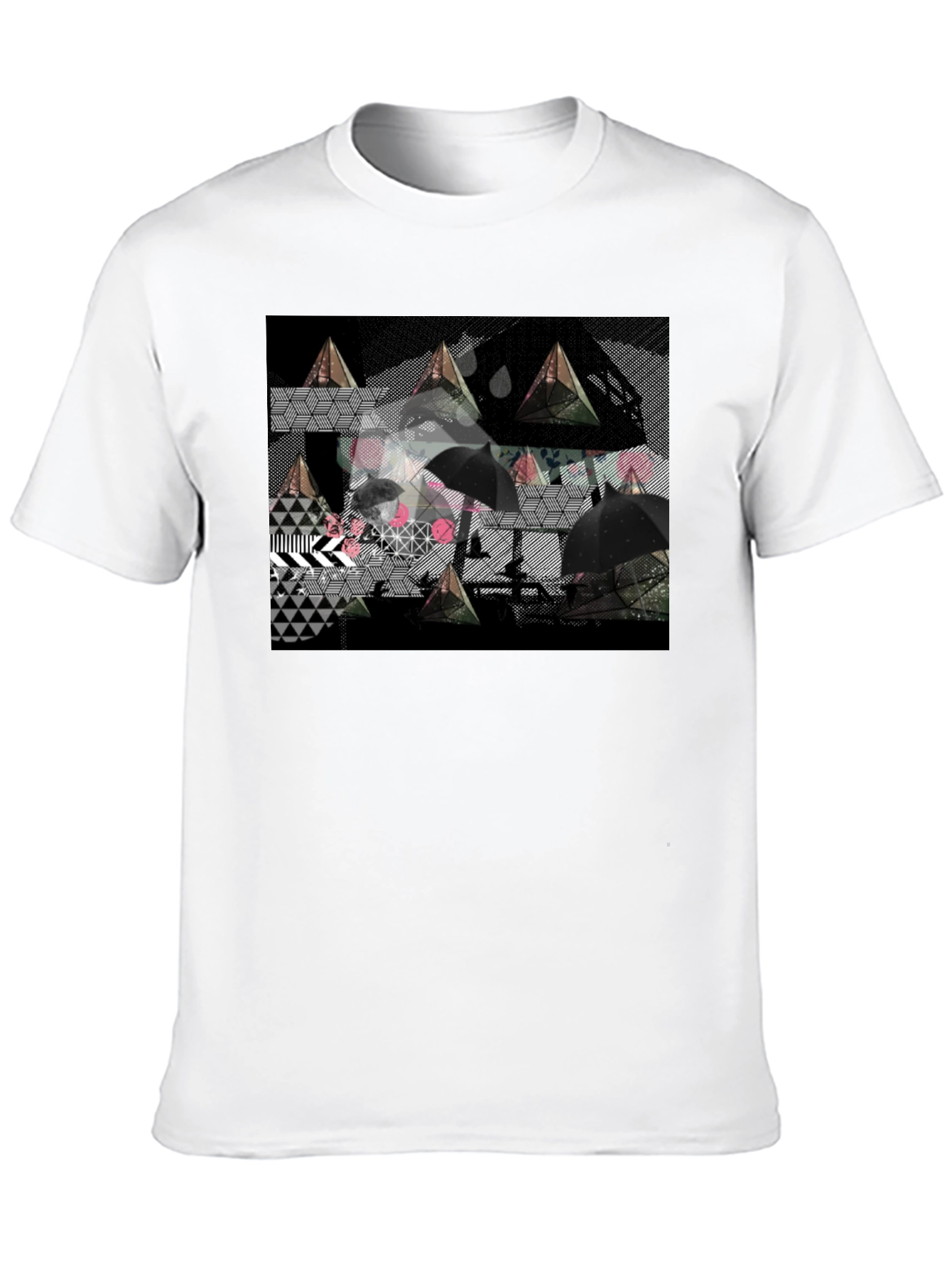 Geometric Print Black Tee