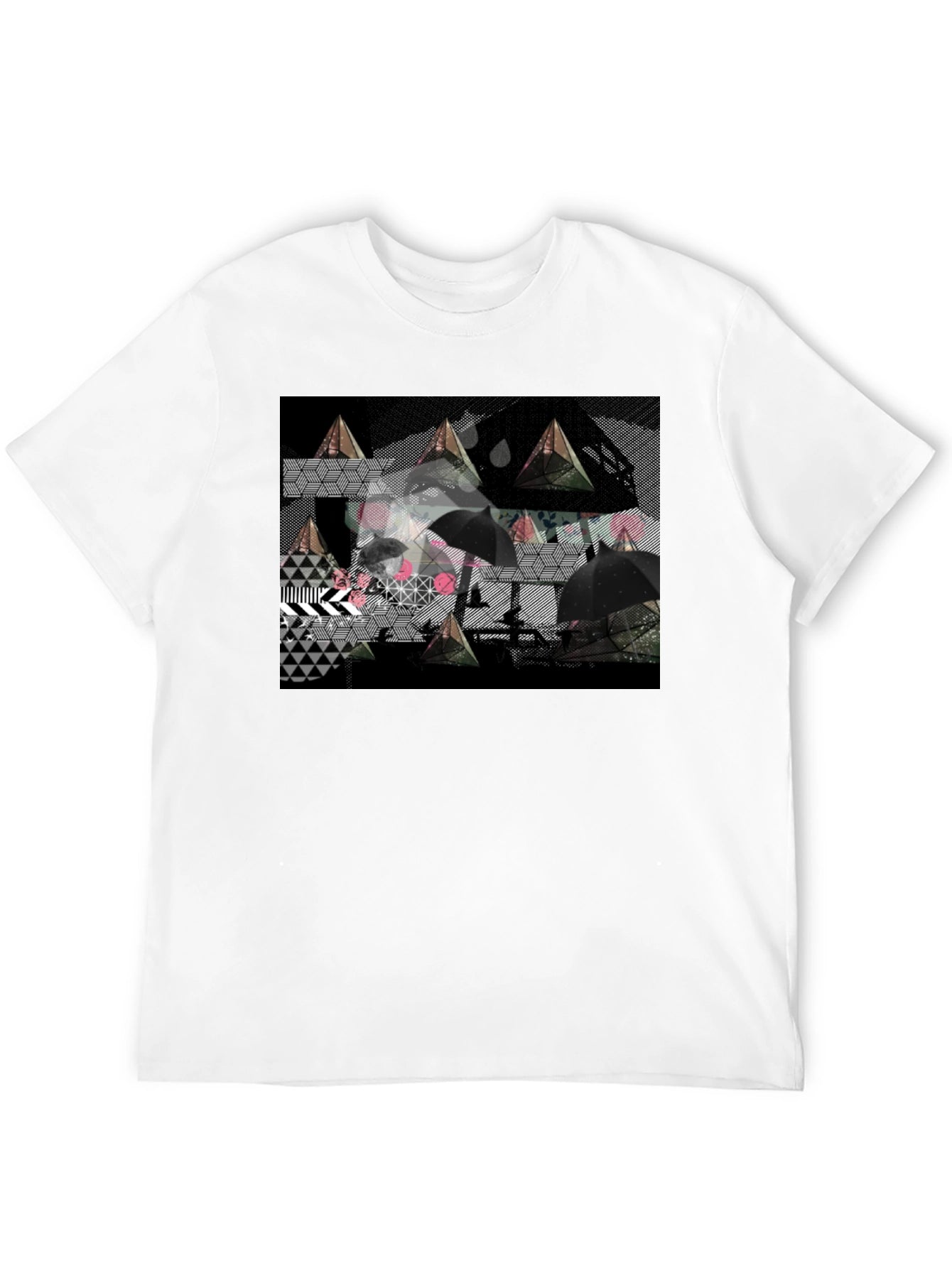 Geometric Print Black Tee