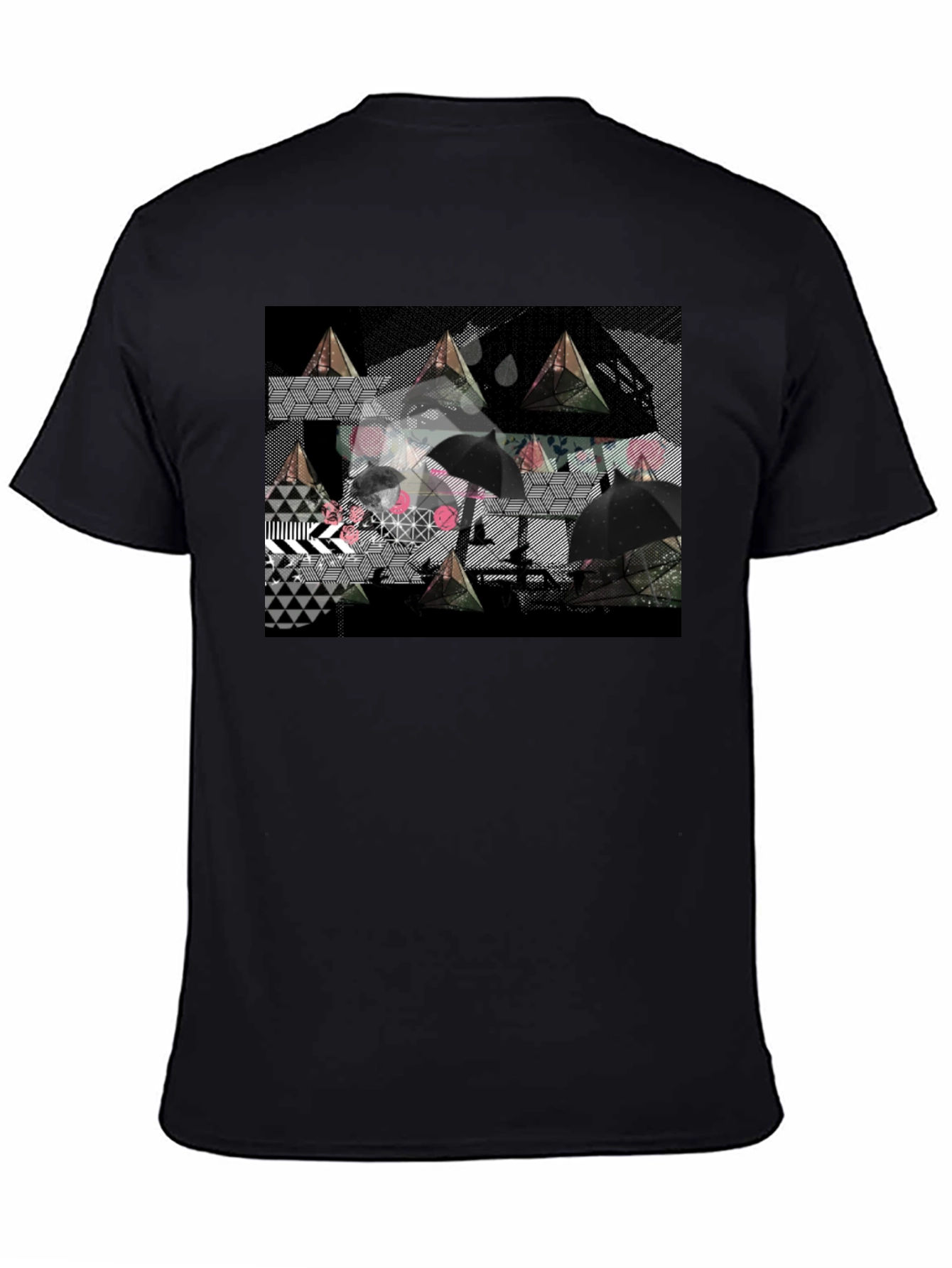Geometric Print Black Tee