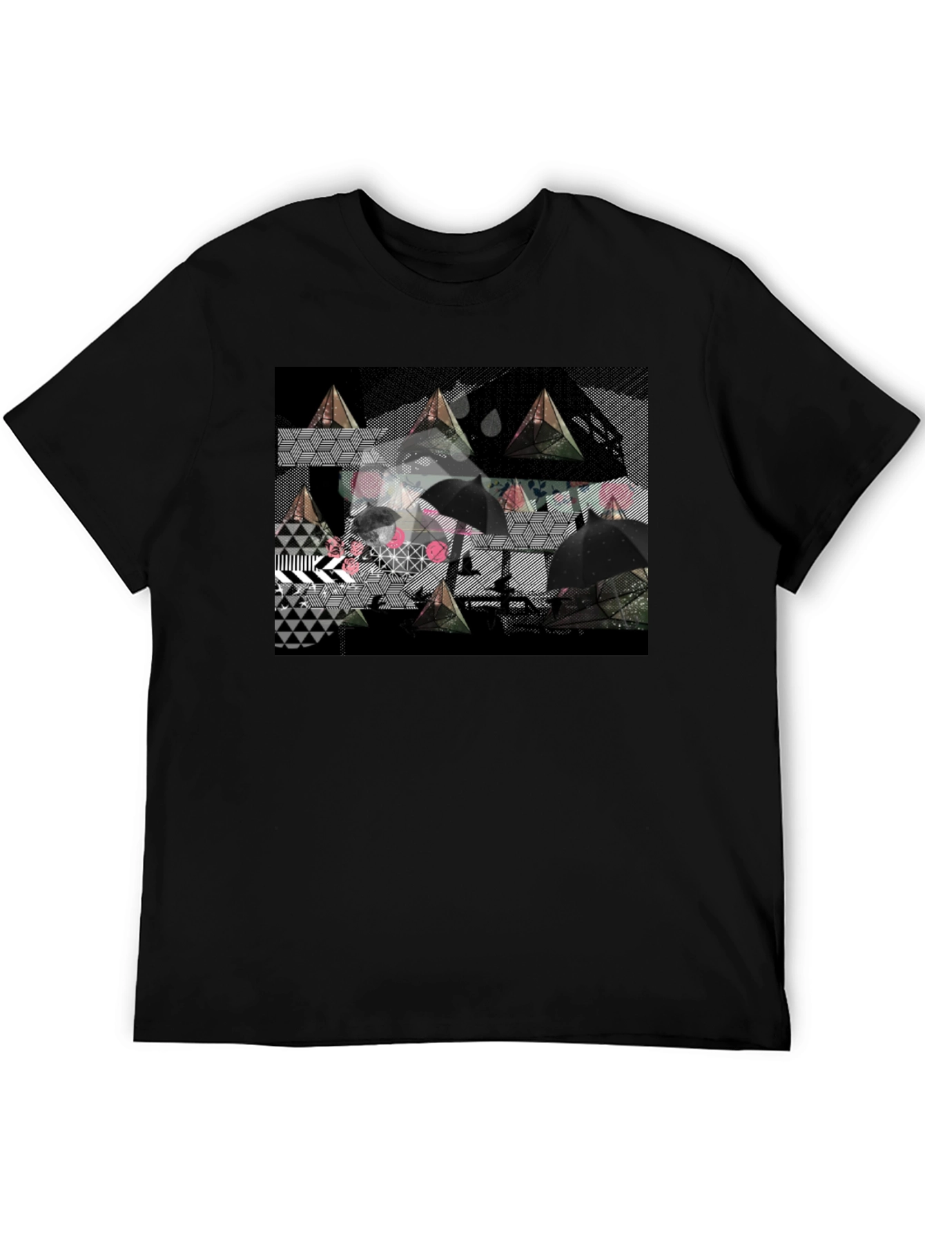 Geometric Print Black Tee