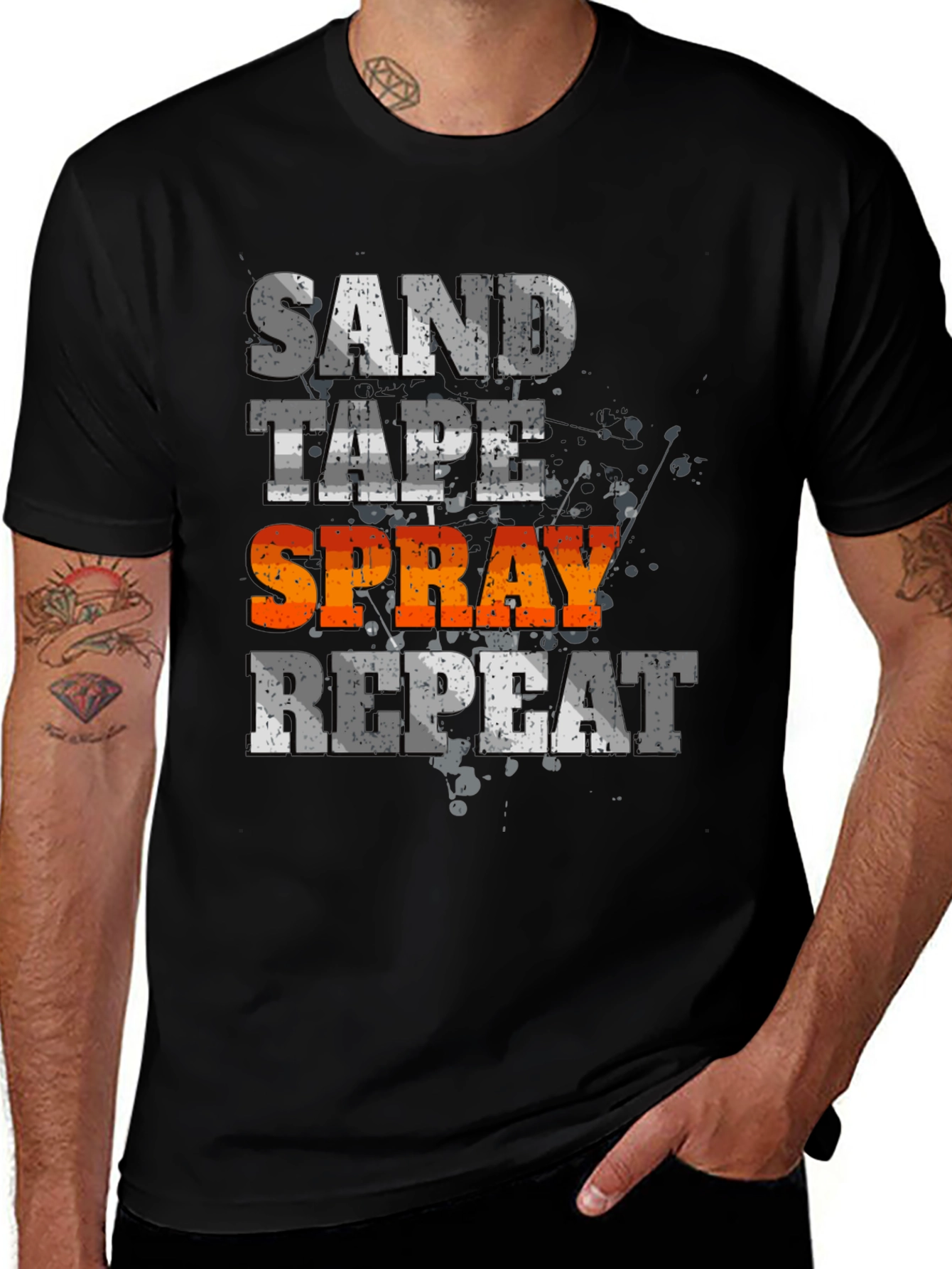 Sand Tape Spray Repeat - Graphic Tee