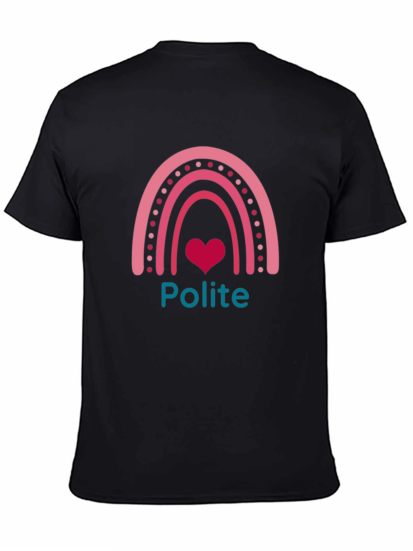 Polite Heart Rainbow Graphic Tee - Soft Cotton Blend