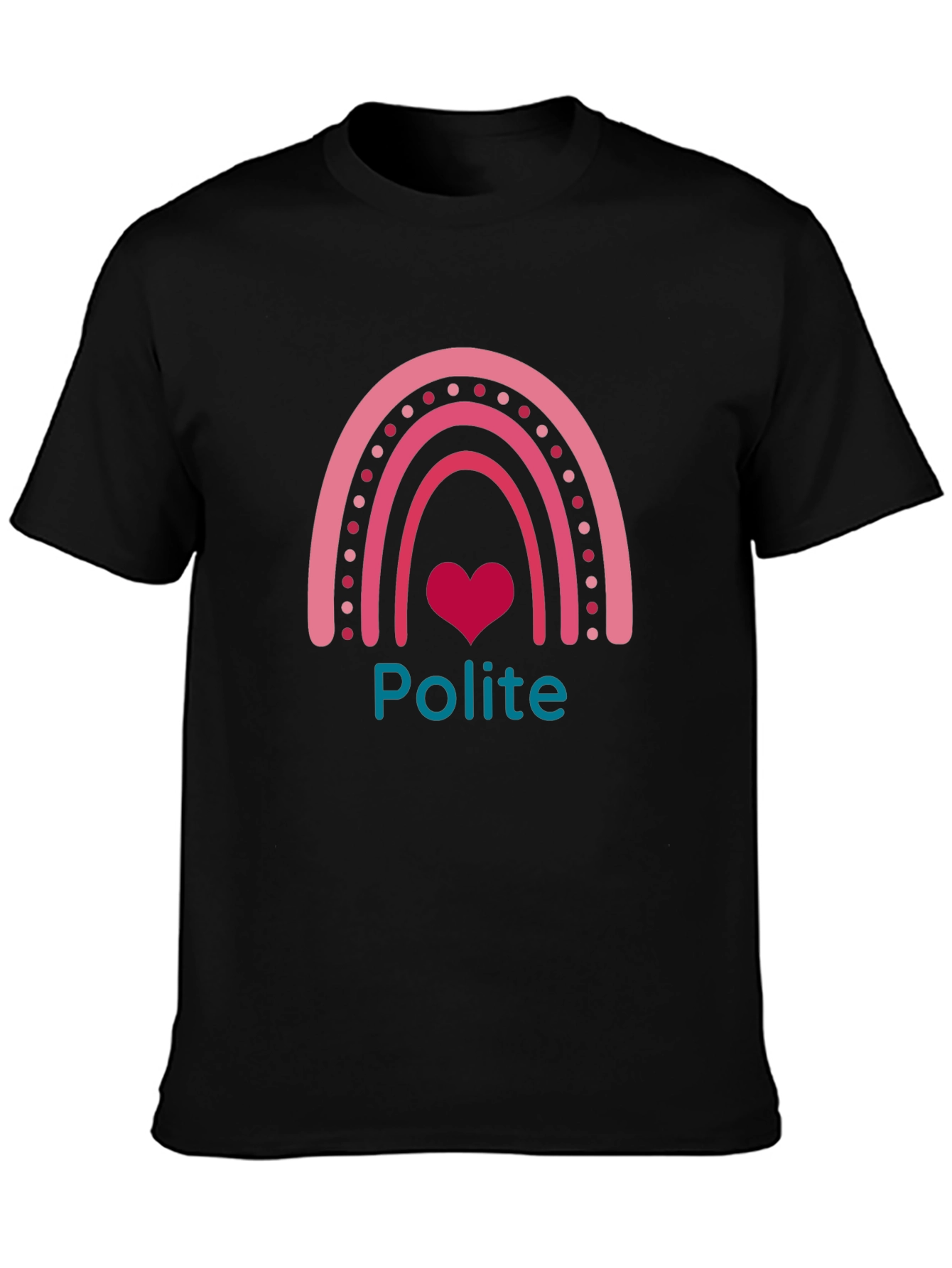 Polite Heart Rainbow Graphic Tee - Soft Cotton Blend