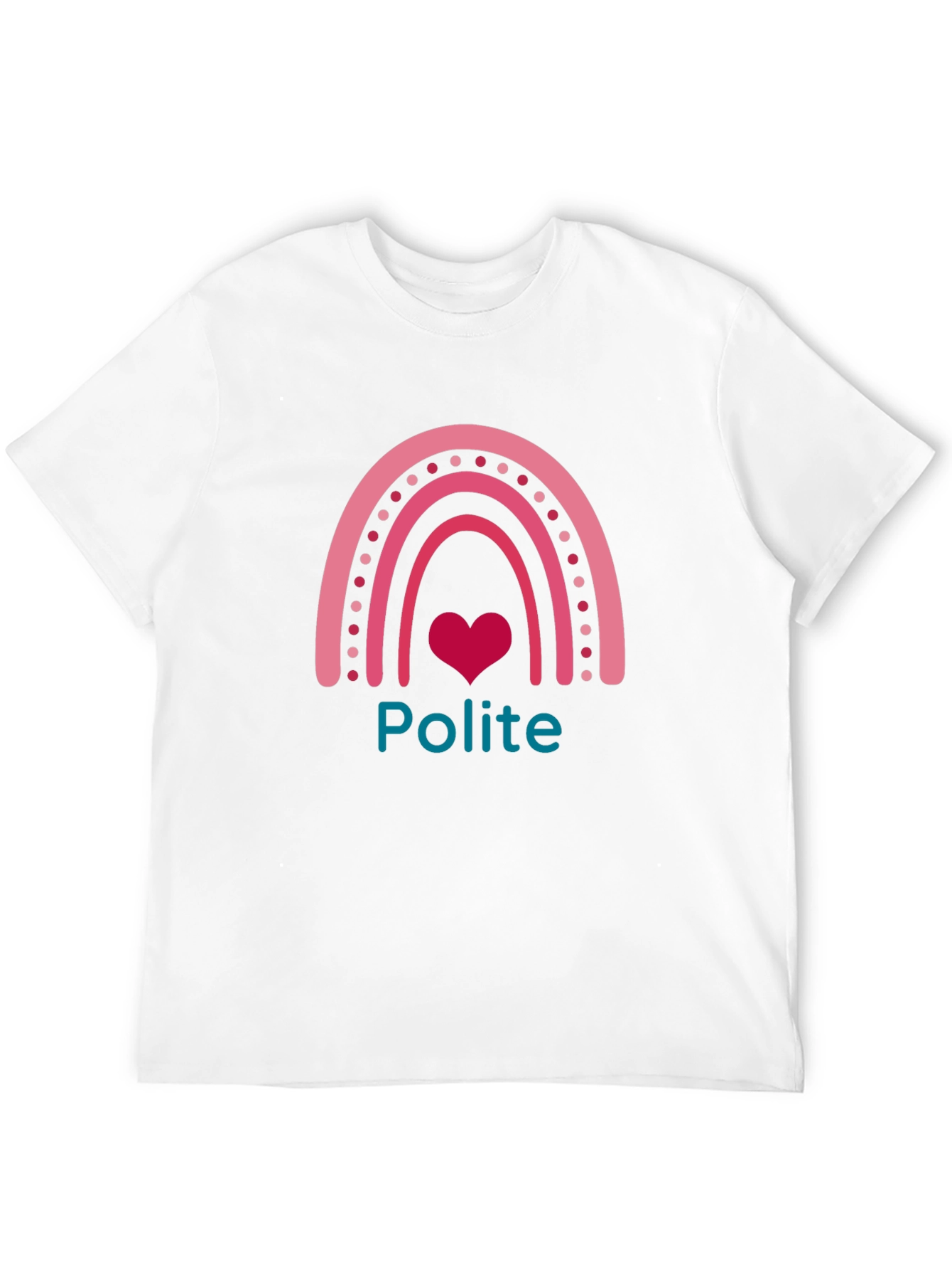 Polite Heart Rainbow Graphic Tee - Soft Cotton Blend