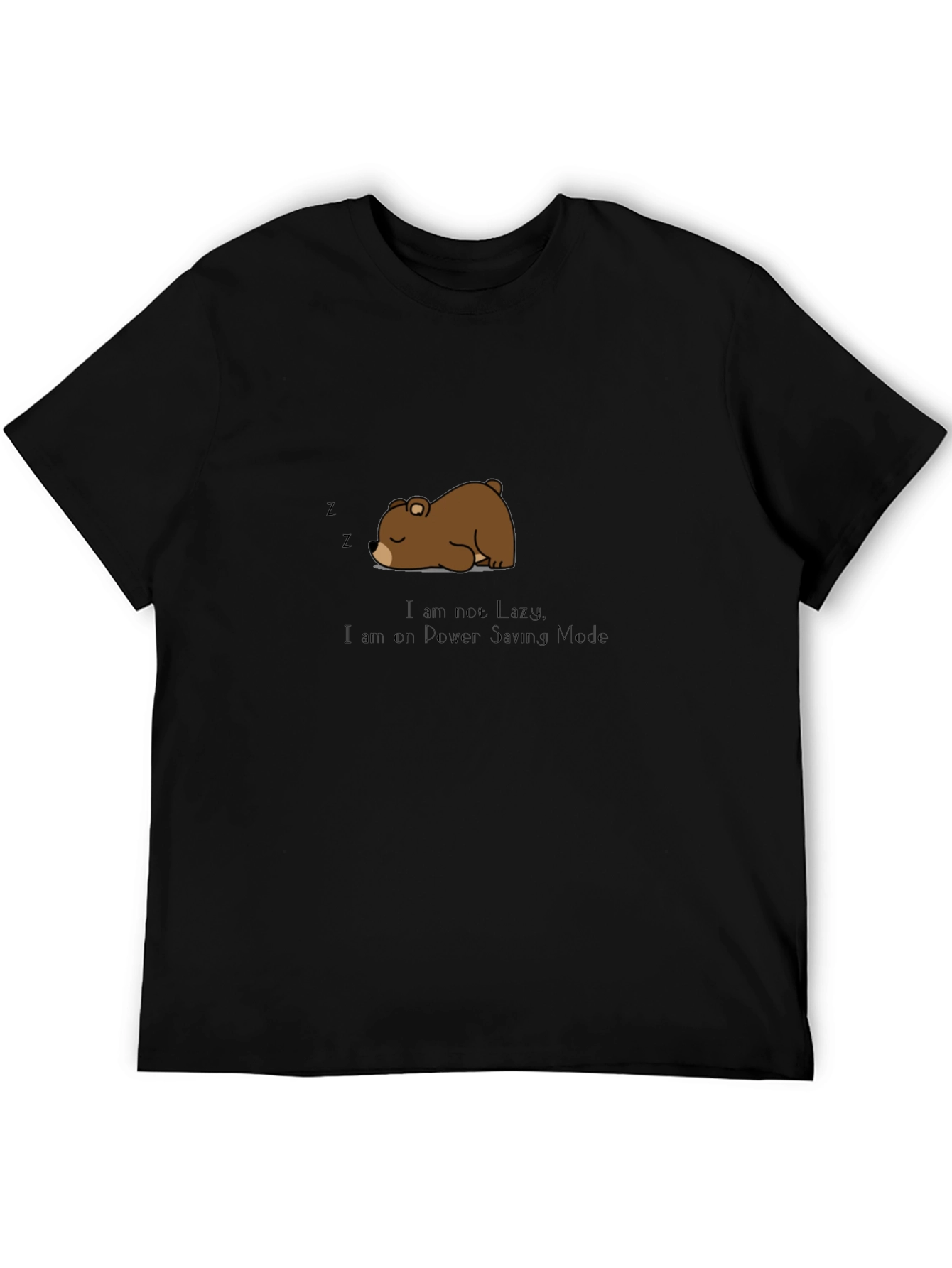 Lazy Bear Power Saving Mode Black T-Shirt