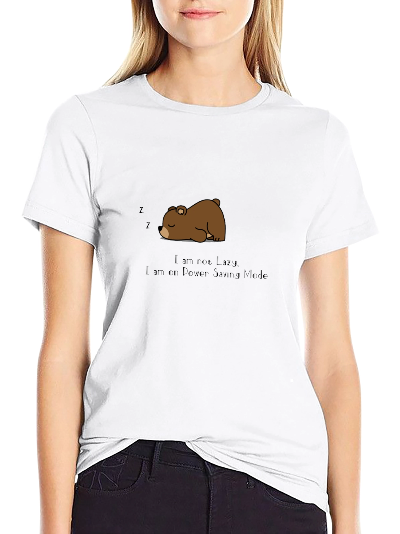 Lazy Bear Power Saving Mode Black T-Shirt