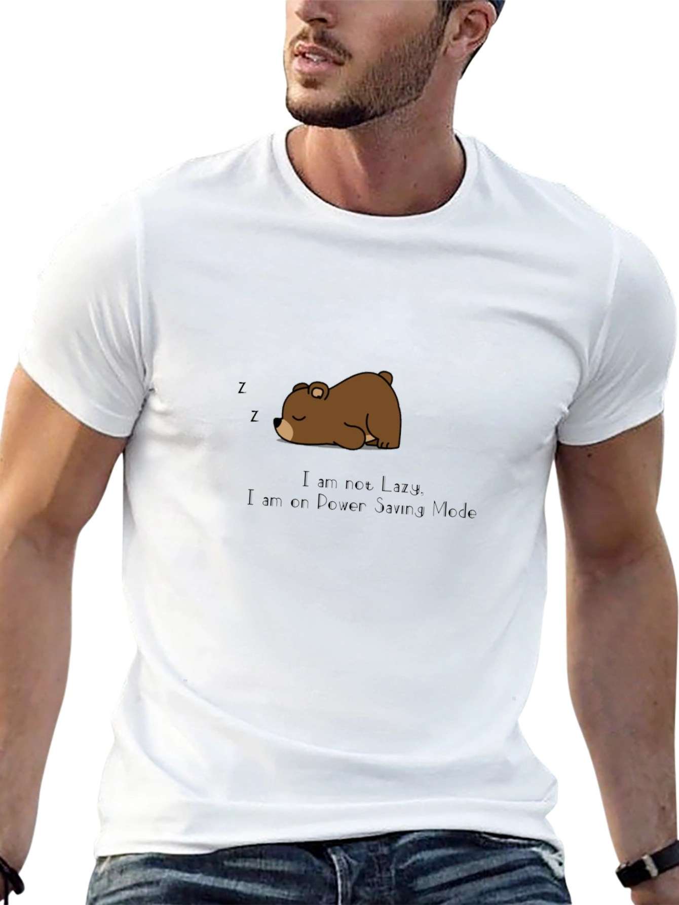 Lazy Bear Power Saving Mode Black T-Shirt
