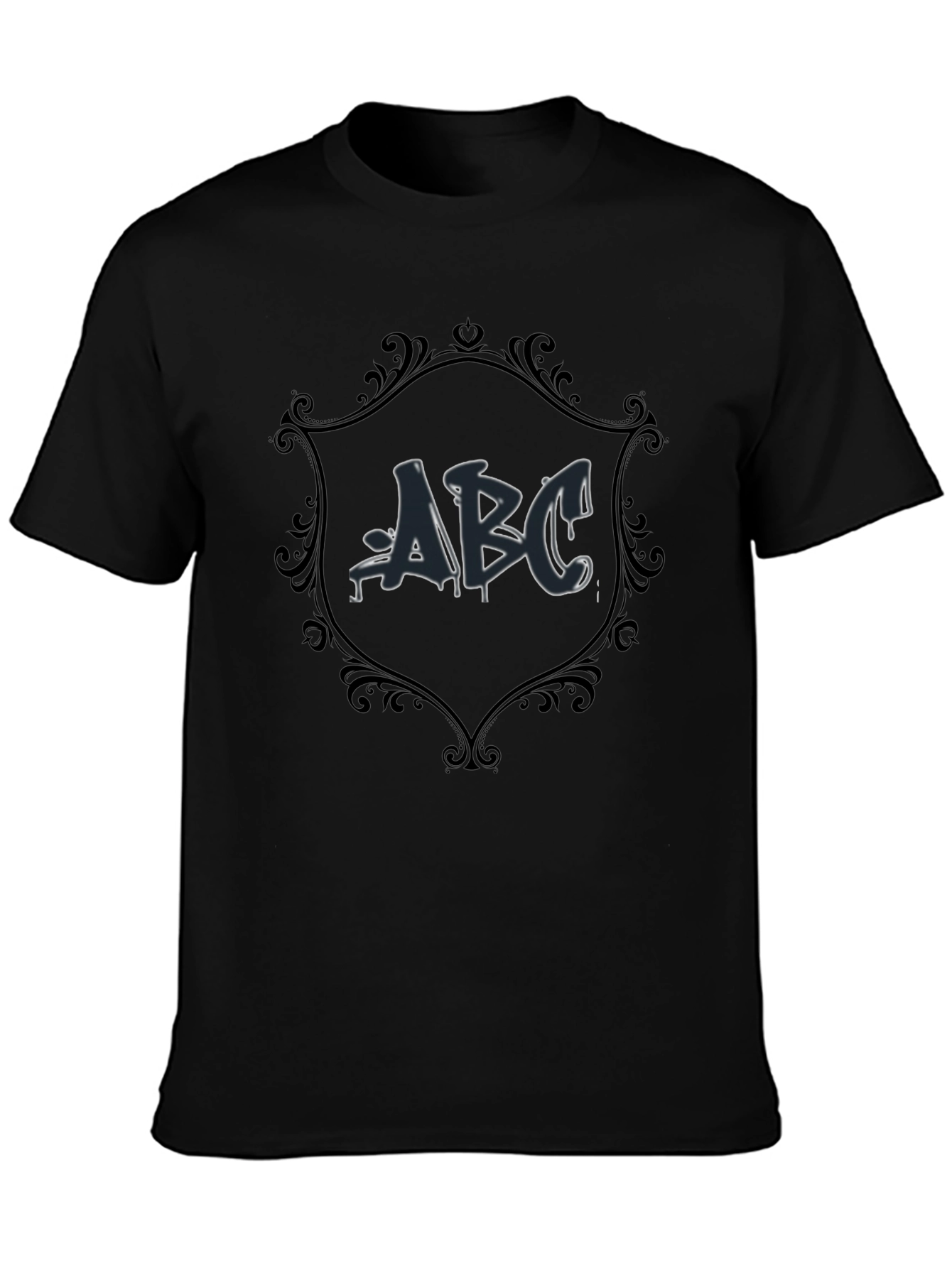 ABC Graffiti Design Black T-Shirt