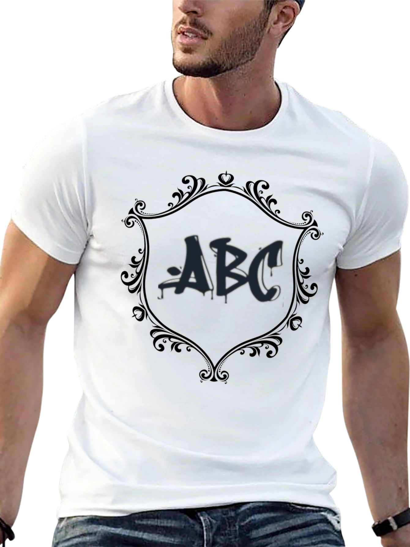ABC Graffiti Design Black T-Shirt